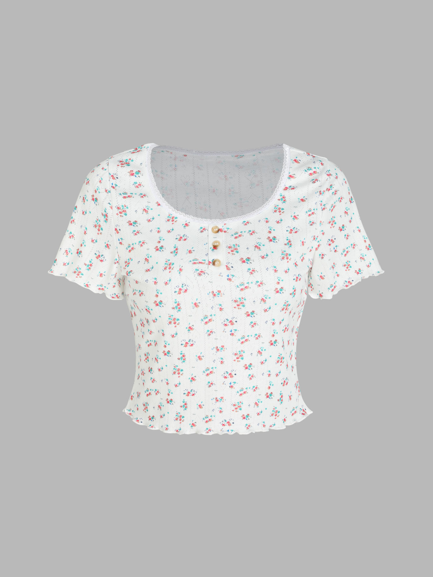 Floral Button Up Tee & High Waist Shorts Pajama Set