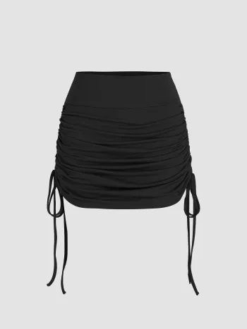 Ruchediniertes Mini-Skort mit Zugverschluss