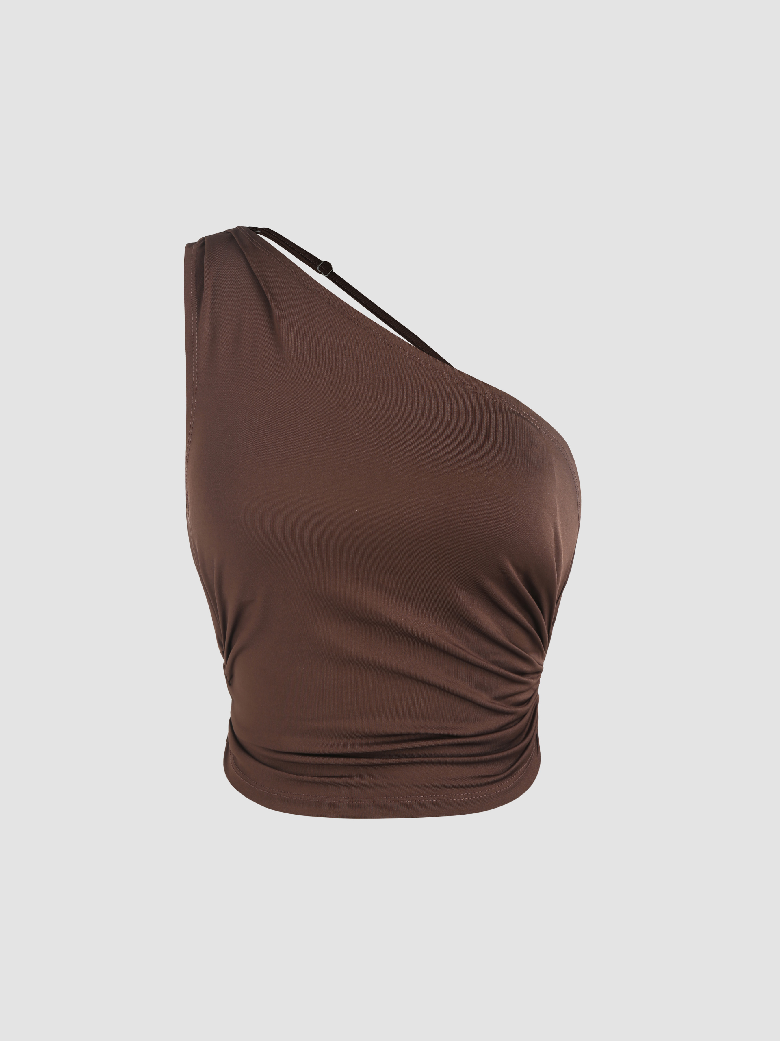 CIDER Mesh Asymmetrical Neck Crop Top - Stretchy Bodycon Top For Women, Date Night Outfit