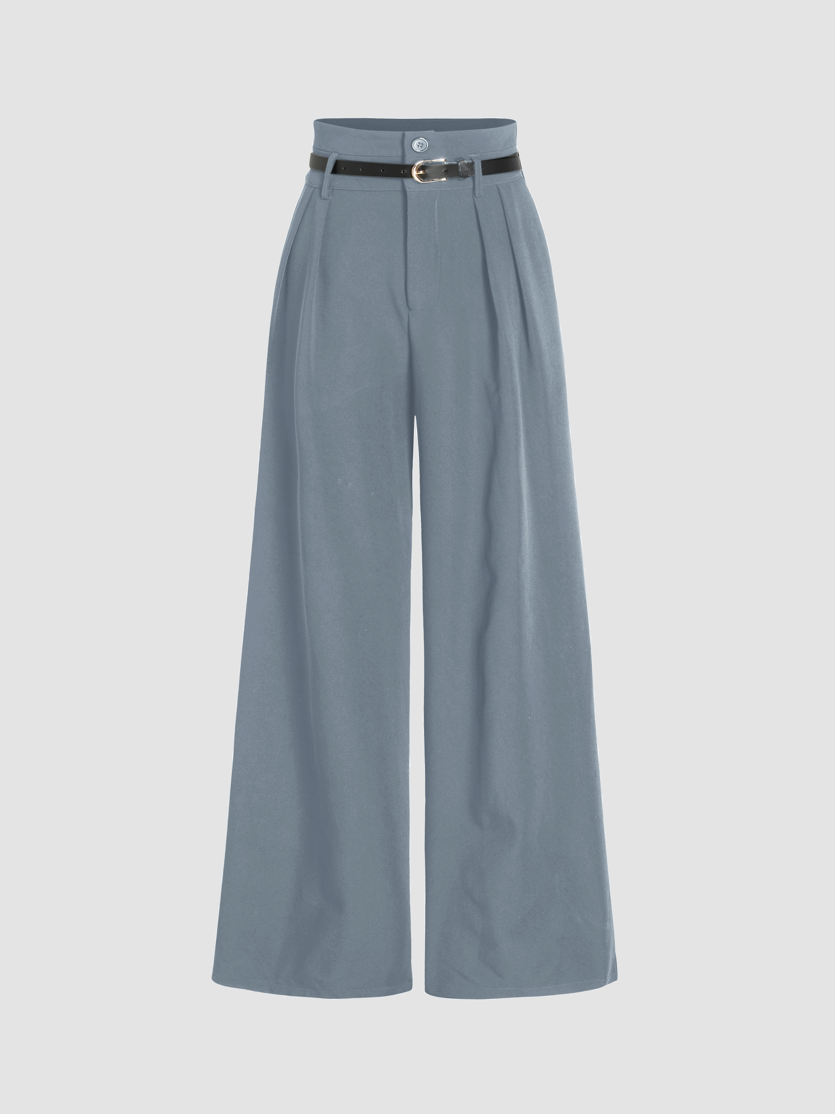 Solid Linen Blend Belted Wide Leg Pants - Cider