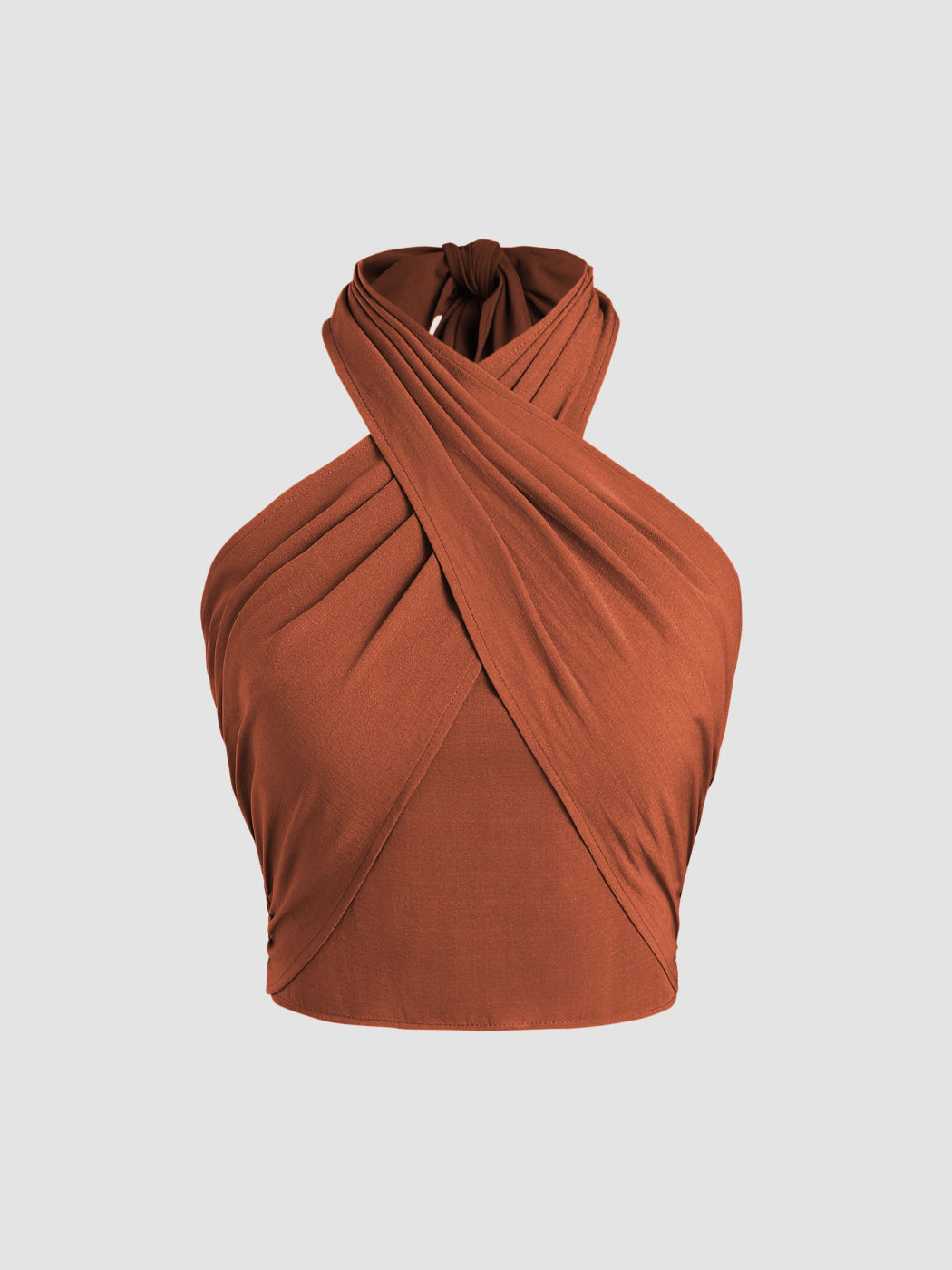 Kreuzhalter-Bluse mit Strumpfbandrücken Crop Top