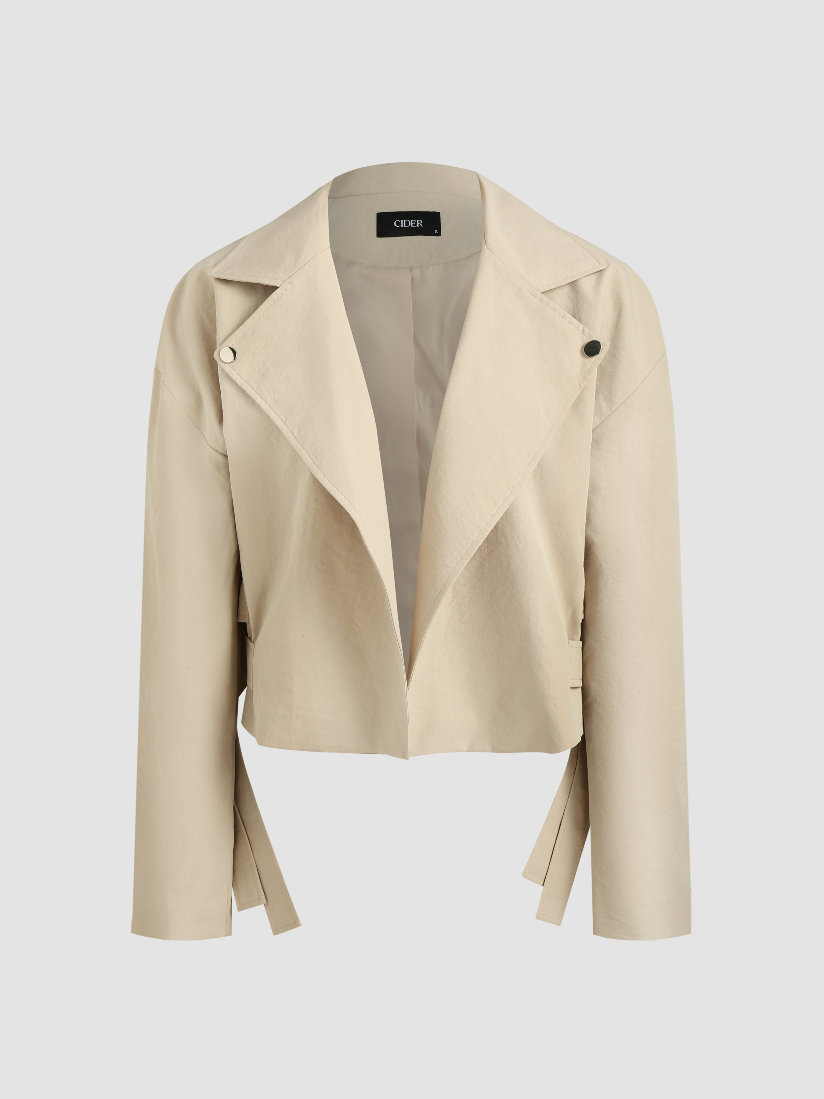 Woven Collar Solid Button Windbreaker For Daily Casual