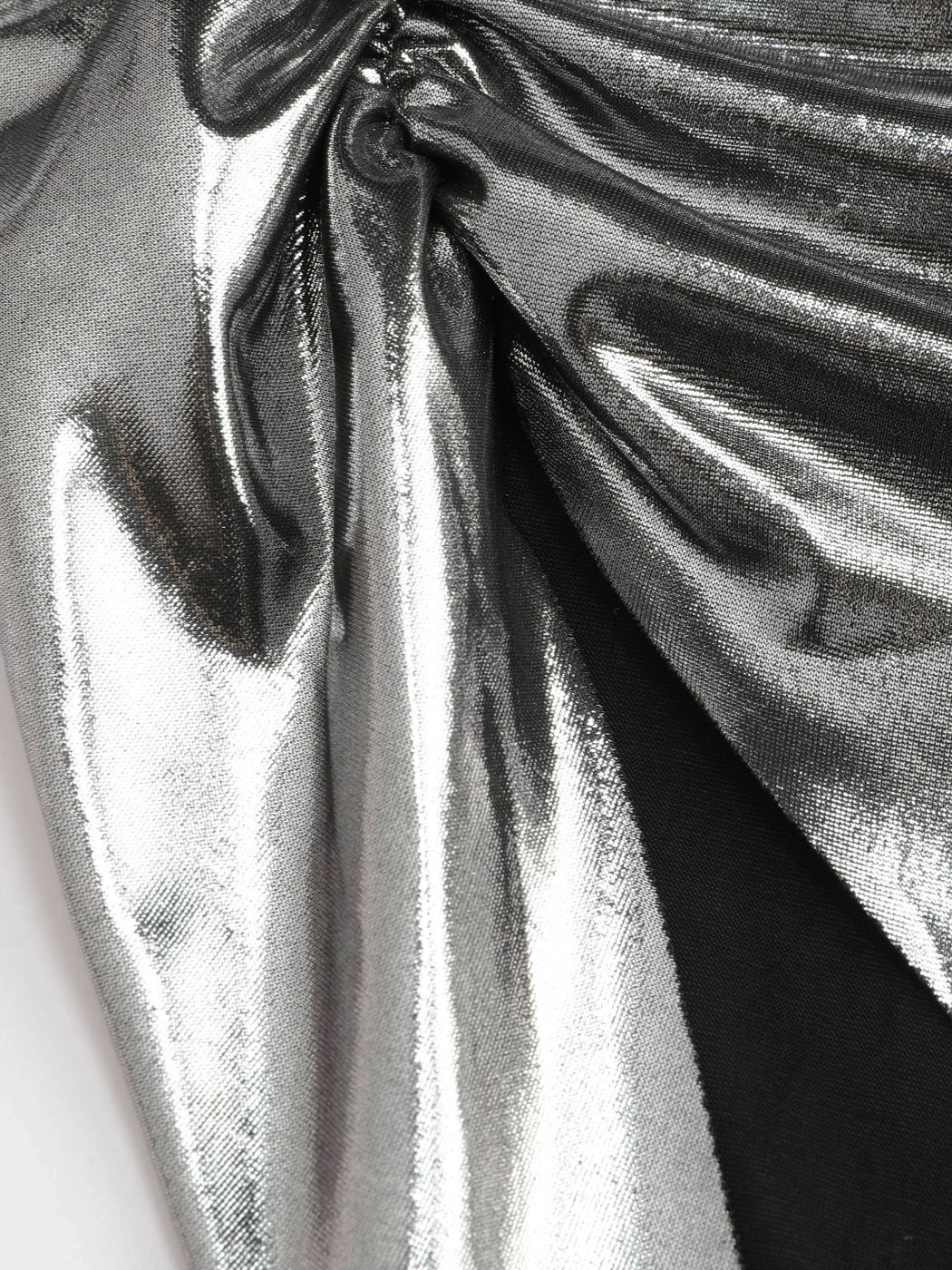 Metallic Ruched Dress With Sleeves