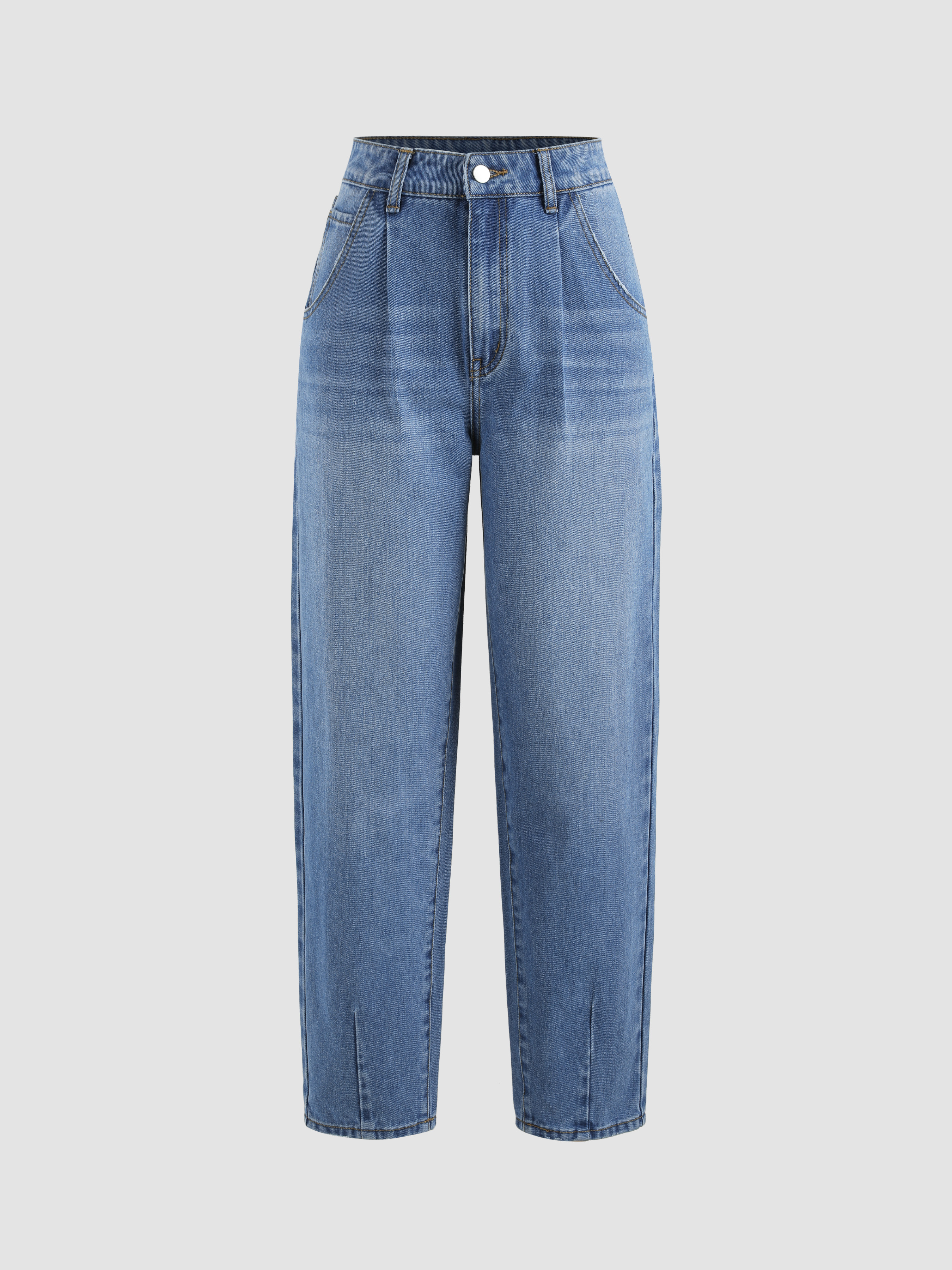 【DISCERNMENT】Kinder Tapered Cut Denim Pants Denim Solid Belted Tapered Trousers For School Daily Casual