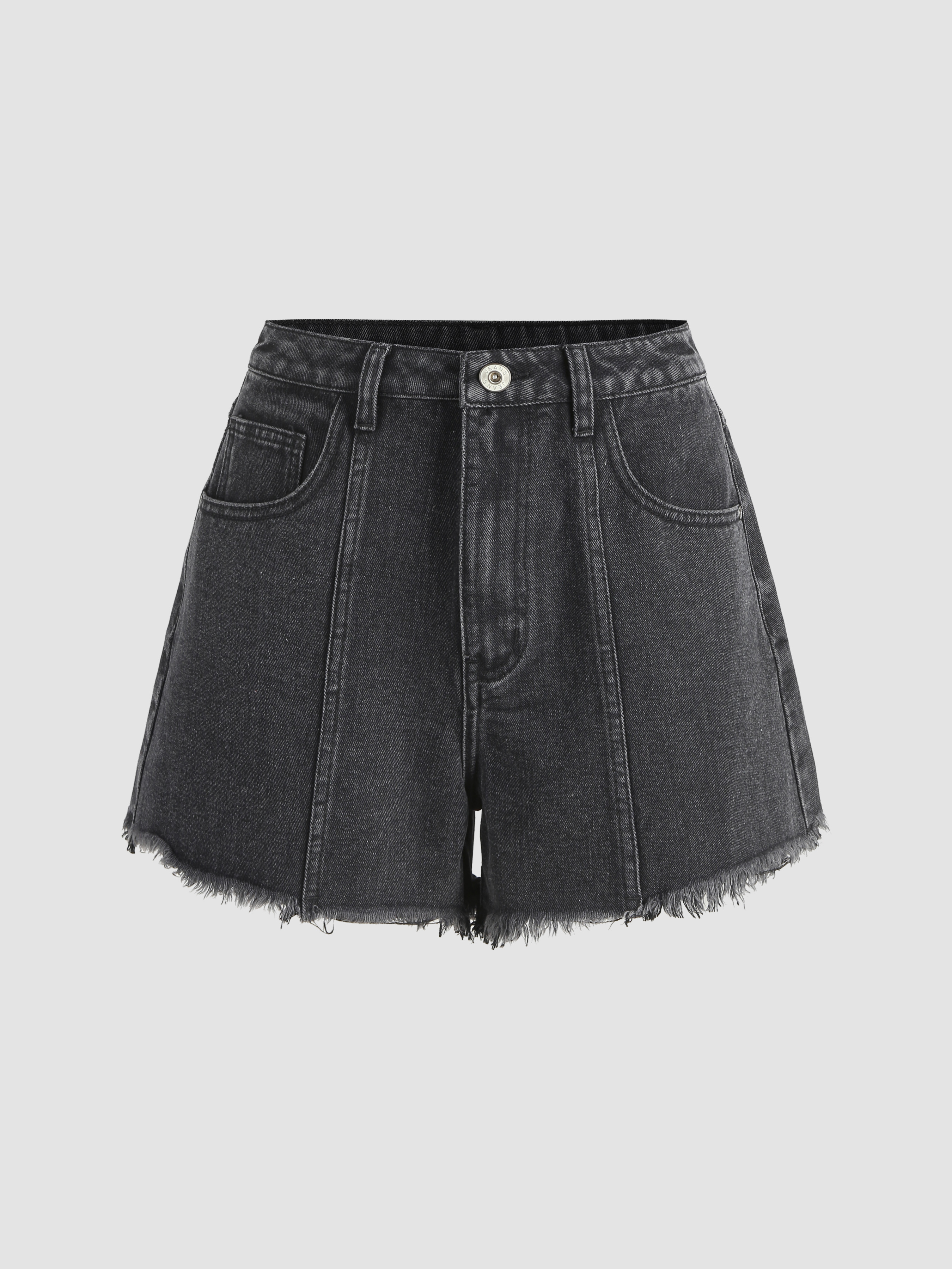 denim-denim-ripped-pocket-straight-leg-shorts-for-school-daily-casual