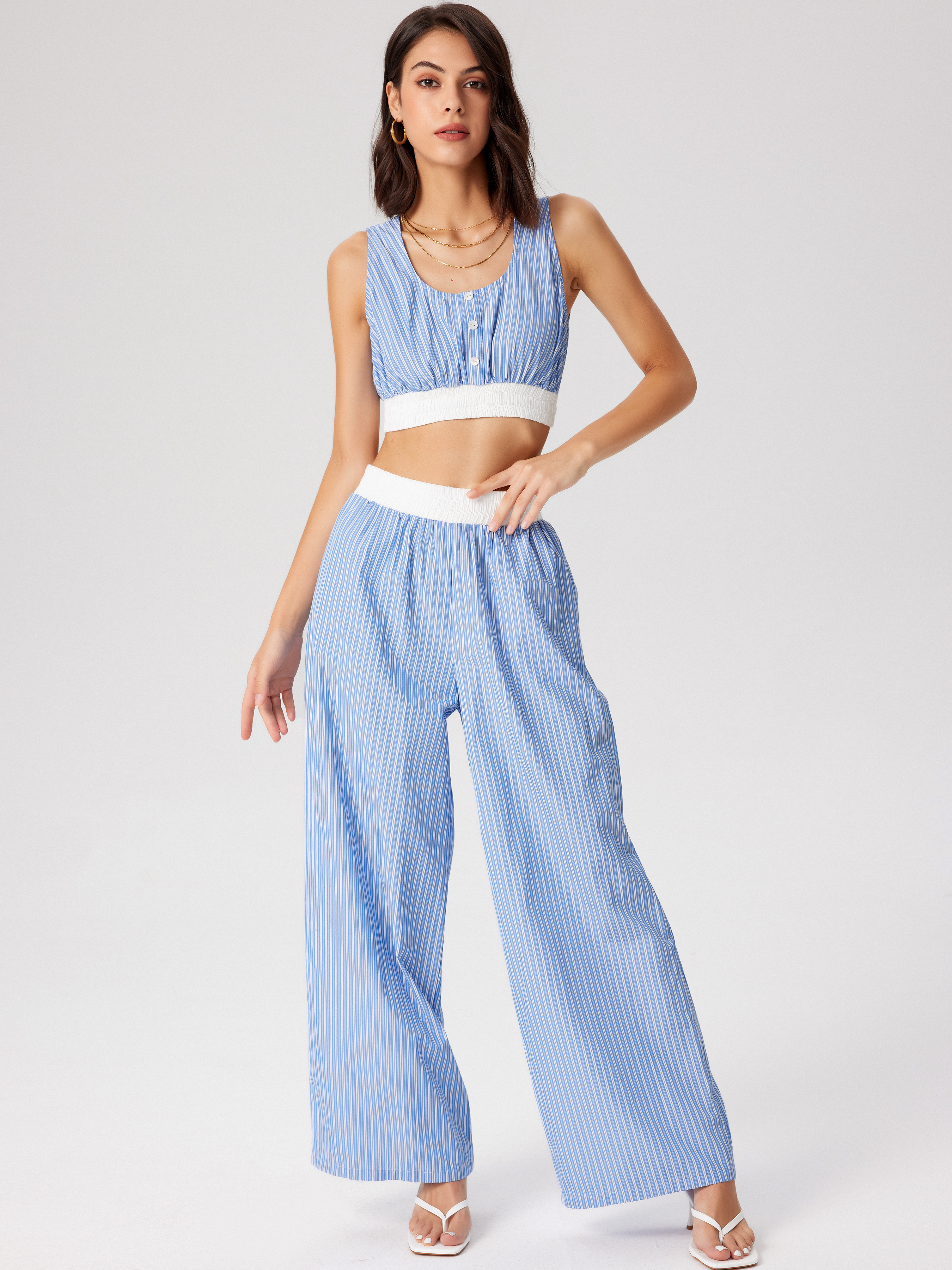 Wide striped outlet trousers