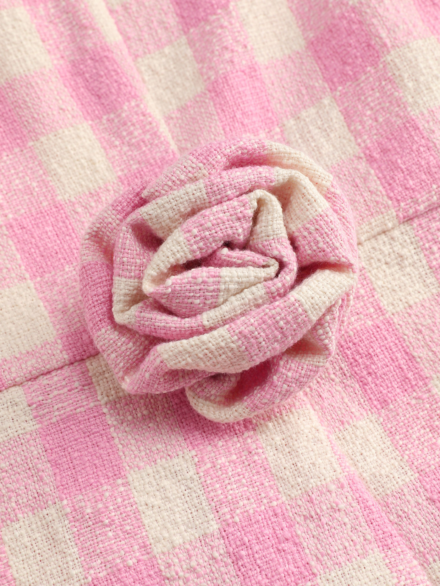 Square Neck Rosette Check Split Mini Dress