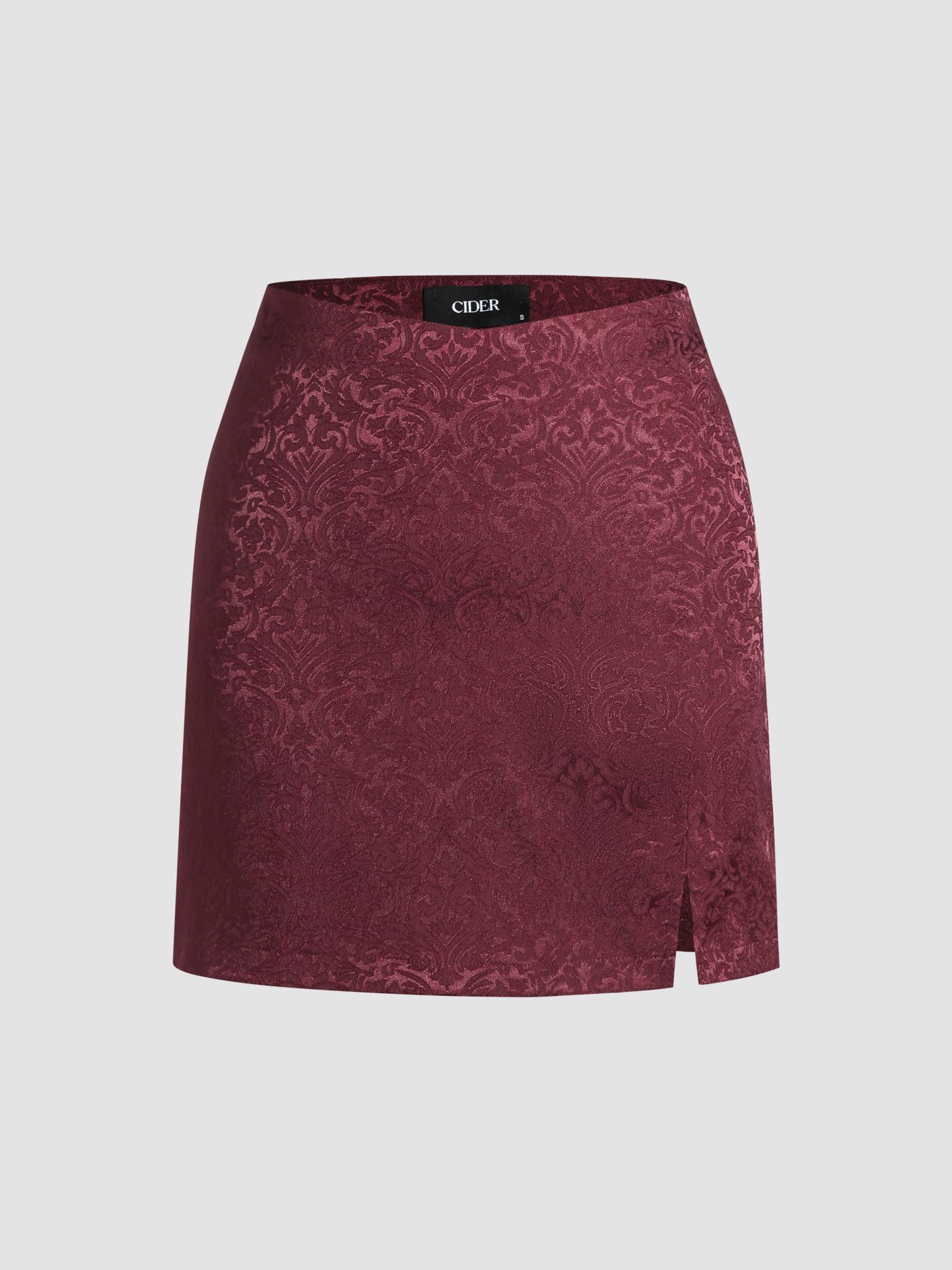 Mini-jupe fendue taille haute en jacquard