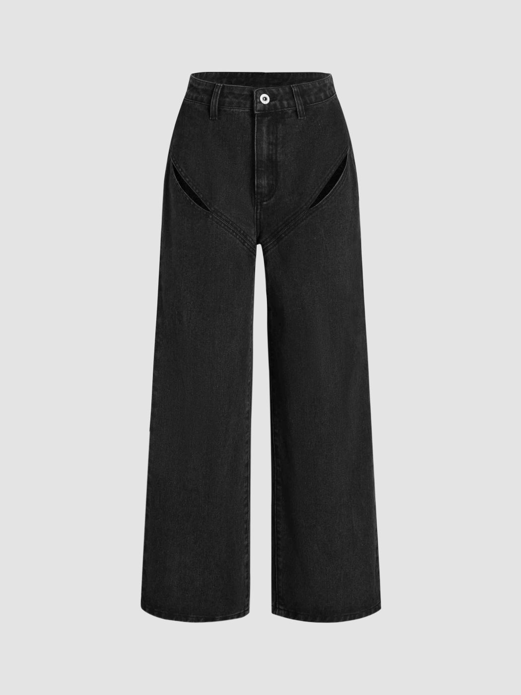 Low Rise Zipper Cut Out Straight Leg Jeans