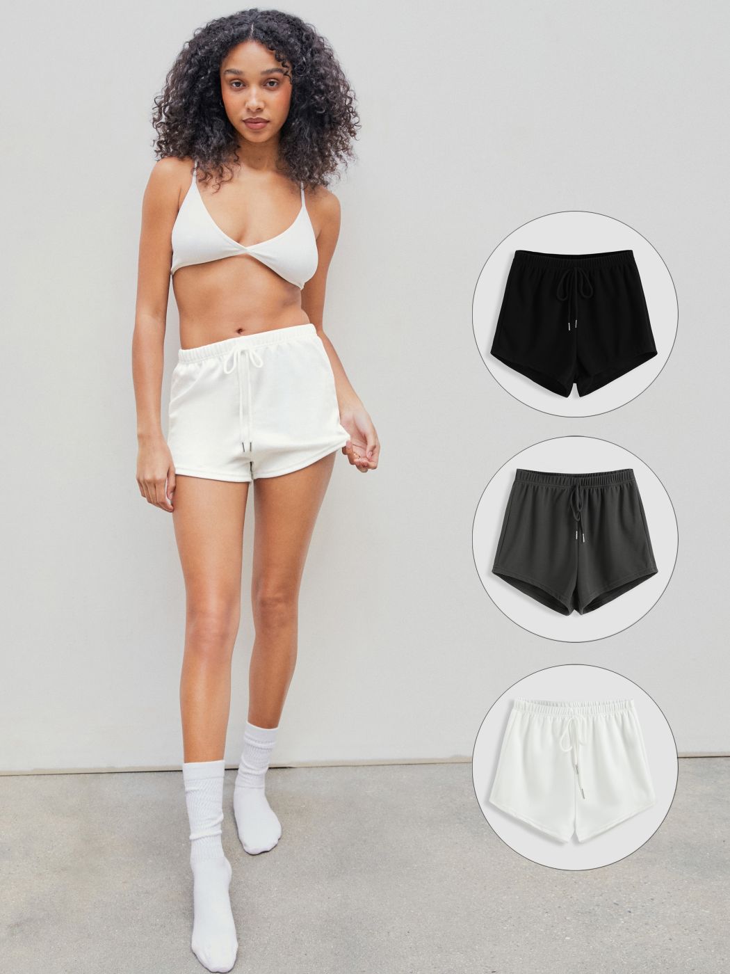 3pcs Knotted High Waist Lounge Shorts For Home