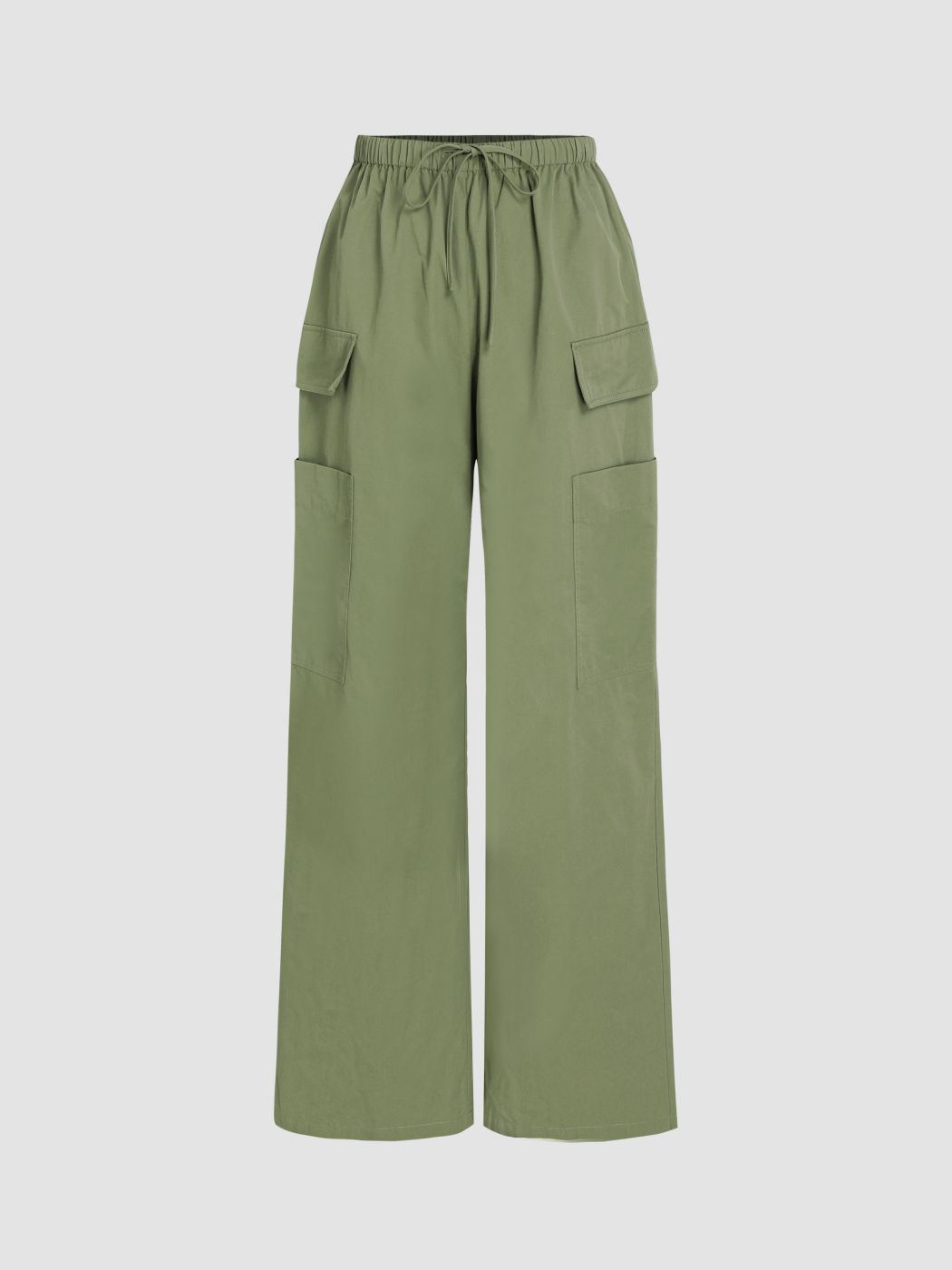 Cargo Knotted Pocket Wide Leg Trousers For School Daily Casual