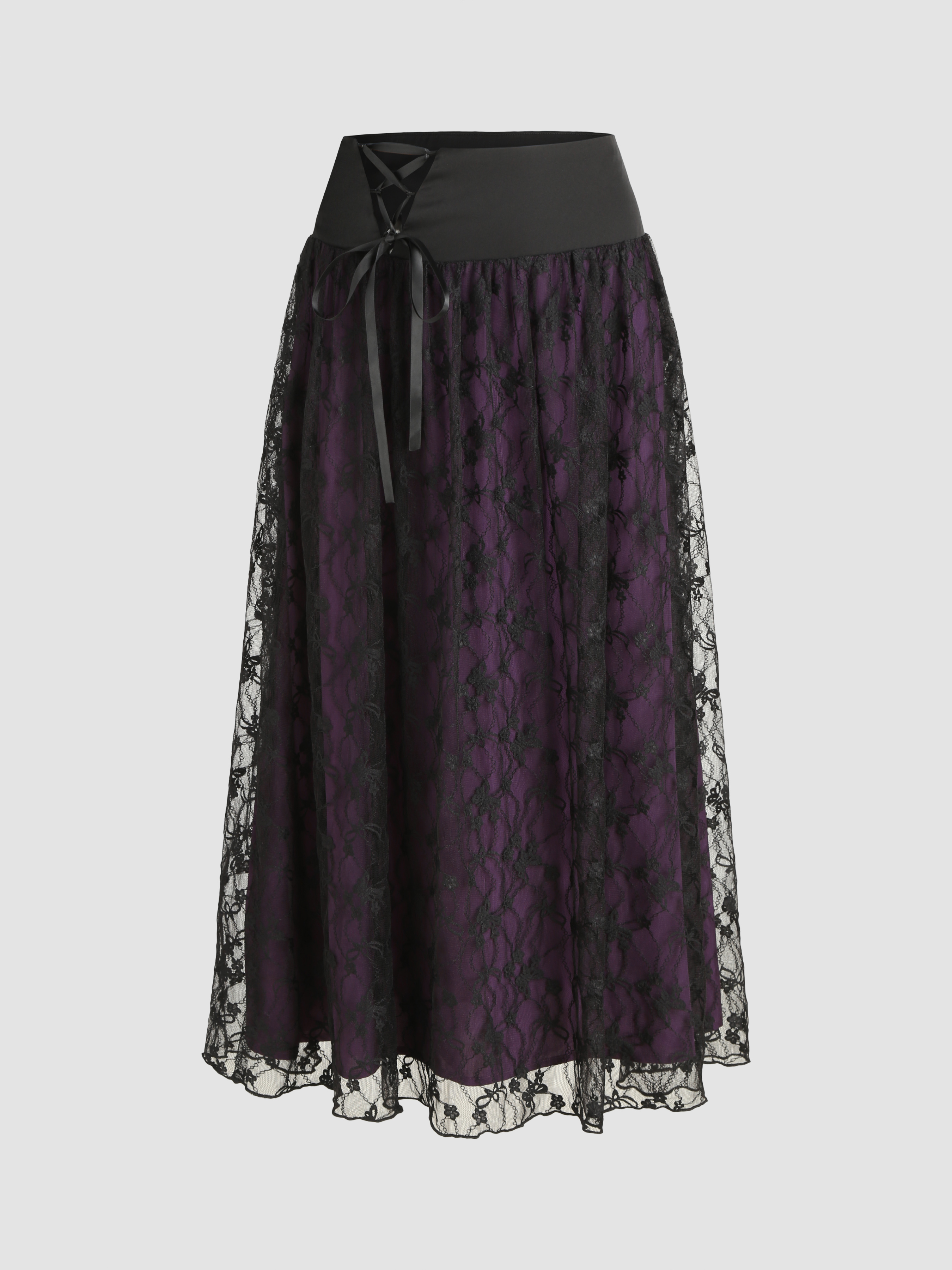 Lace Lace High Waist Lace Up Maxi Skirt For Date