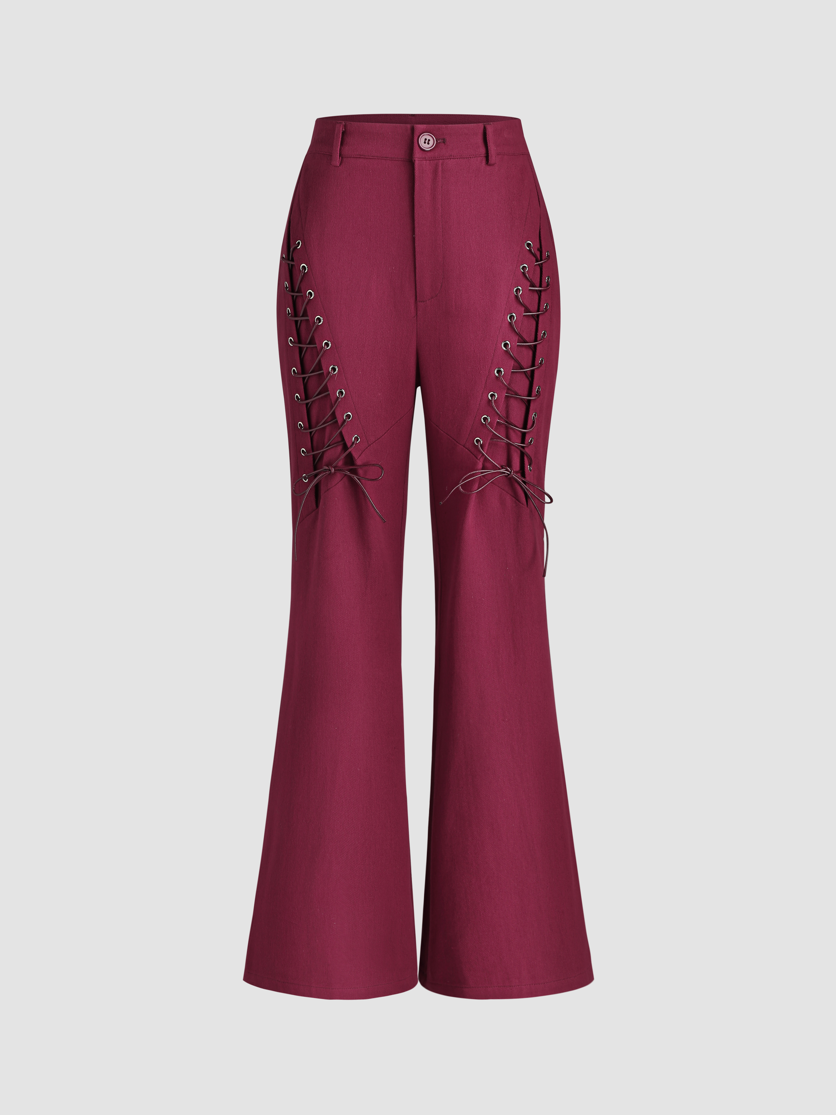 Women's Trendy Casual Solid Color High Waist Lace-Up Loose Trousers Long Pants  Pants For Women Jeans Fall Black S - Walmart.com
