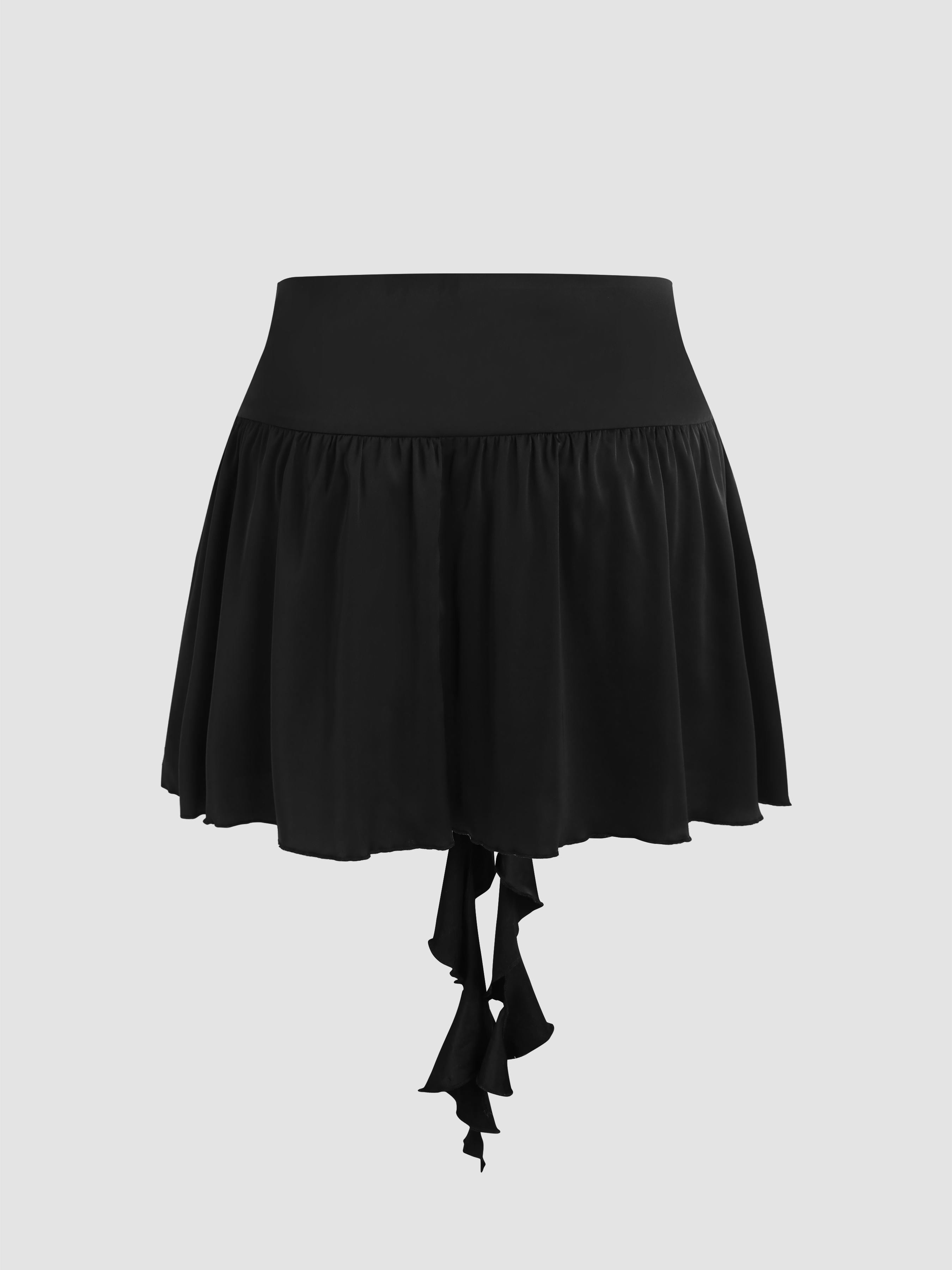 Knotted Ruffle High Waist Mini Skirt Curve & Plus - Cider