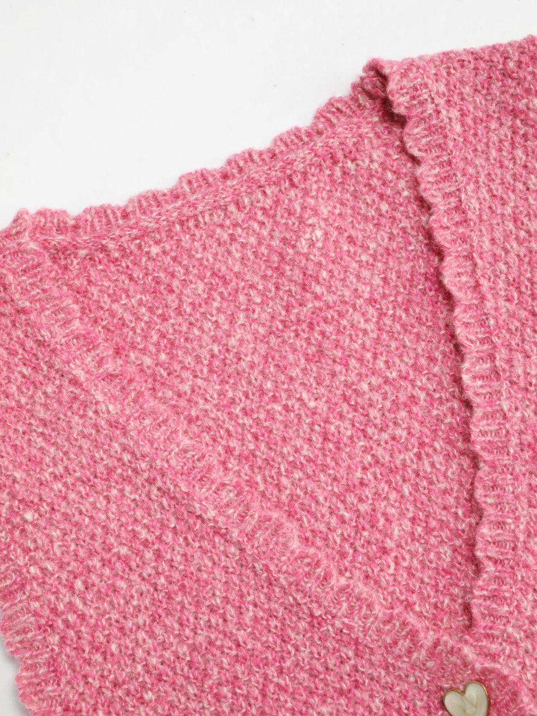 Knit V-neck Heart Button Crop Vest