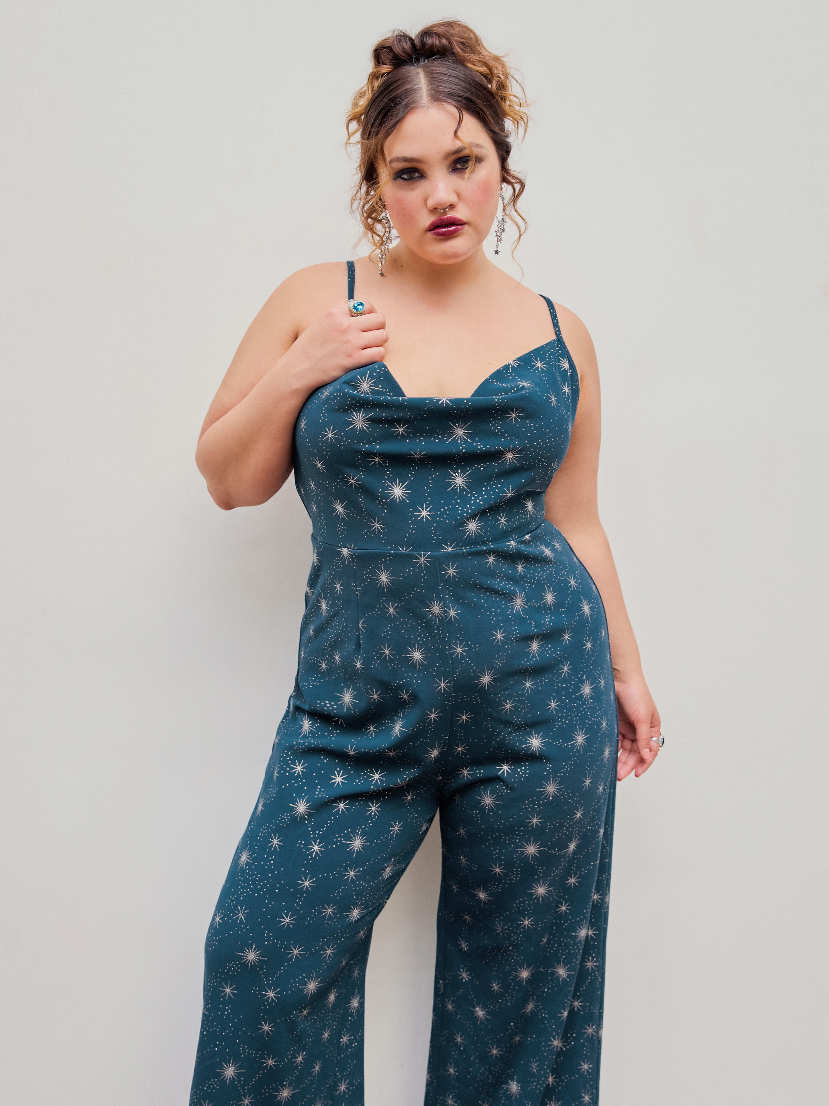 myl jumpsuit 月光 myl jumpsuit 月光 Front Zip Flare Jumpsuit in Brilliant