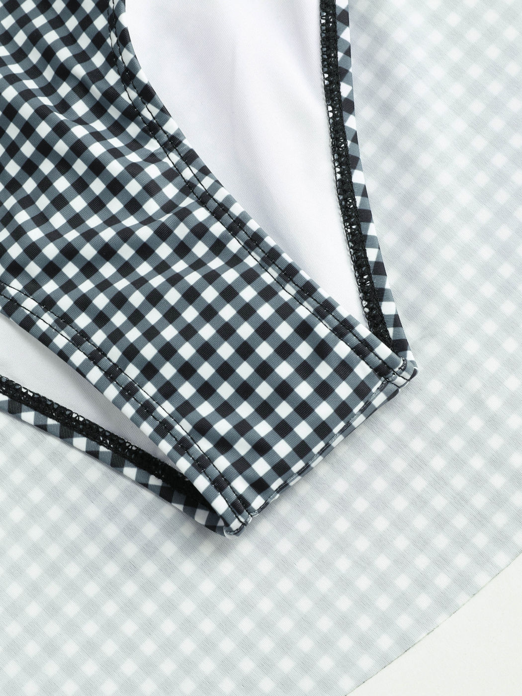 Knit Fabric Halter Check Lace Up Twist One Piece Swim Dress For ...