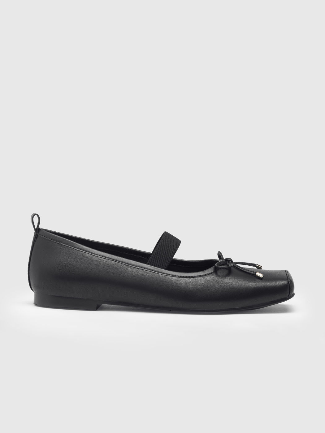 Denim-Mary-Jane-Flats mit Schleife und Riemen