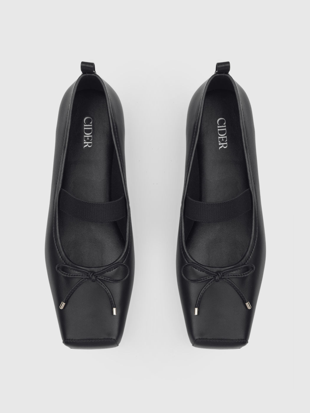Denim-Mary-Jane-Flats mit Schleife und Riemen
