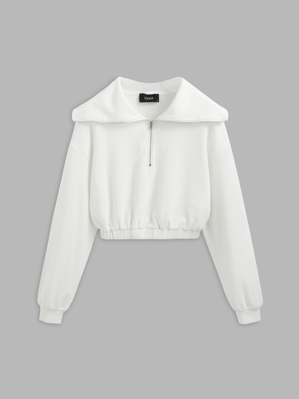 Solids Pullover-Sweatshirt mit Strickkragen und Reißverschluss