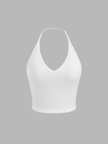 Solid Halter Crop Top