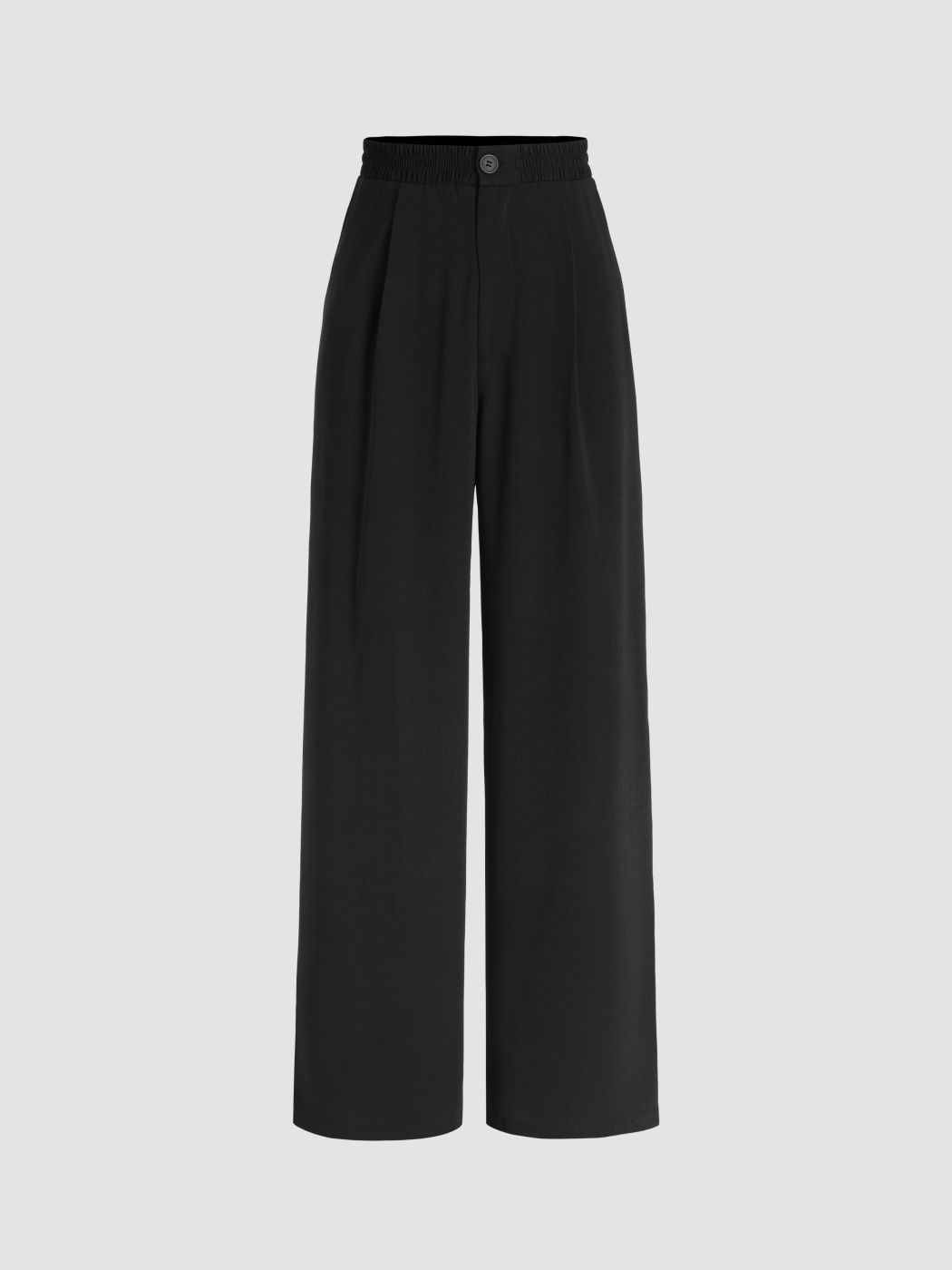 Solid, plissierte Hose mit weitem Bein und hoher Taille