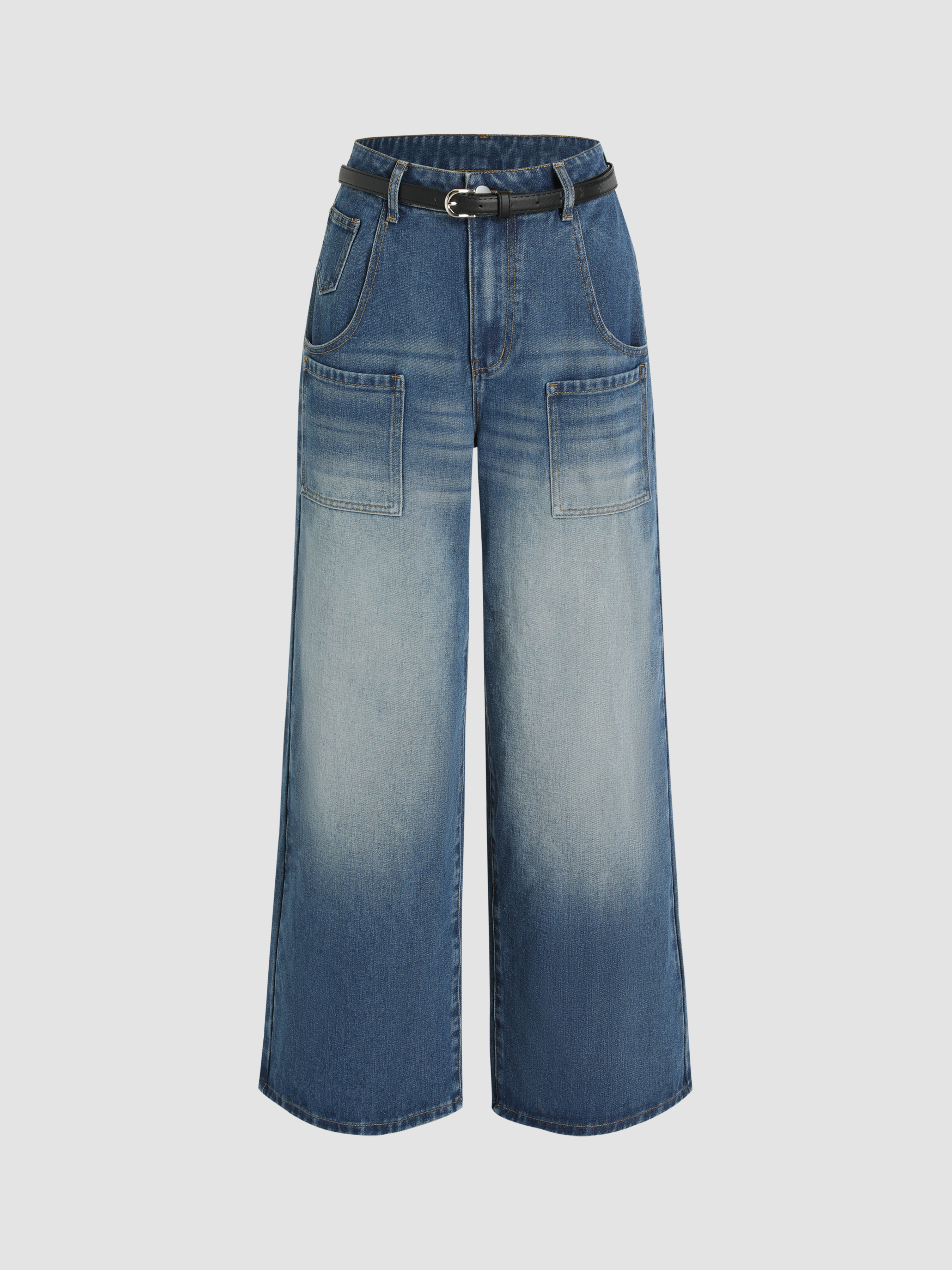 Low Rise Pocket Straight Leg Jeans Trousers