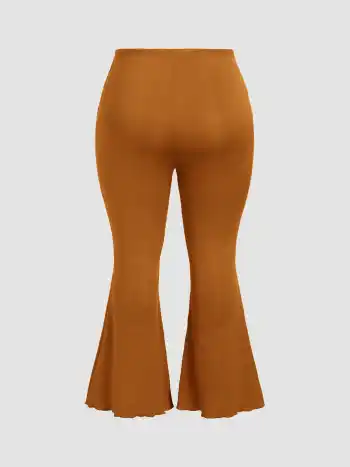 High Waist Solid Stitch Flared Trousers Curve & Plus