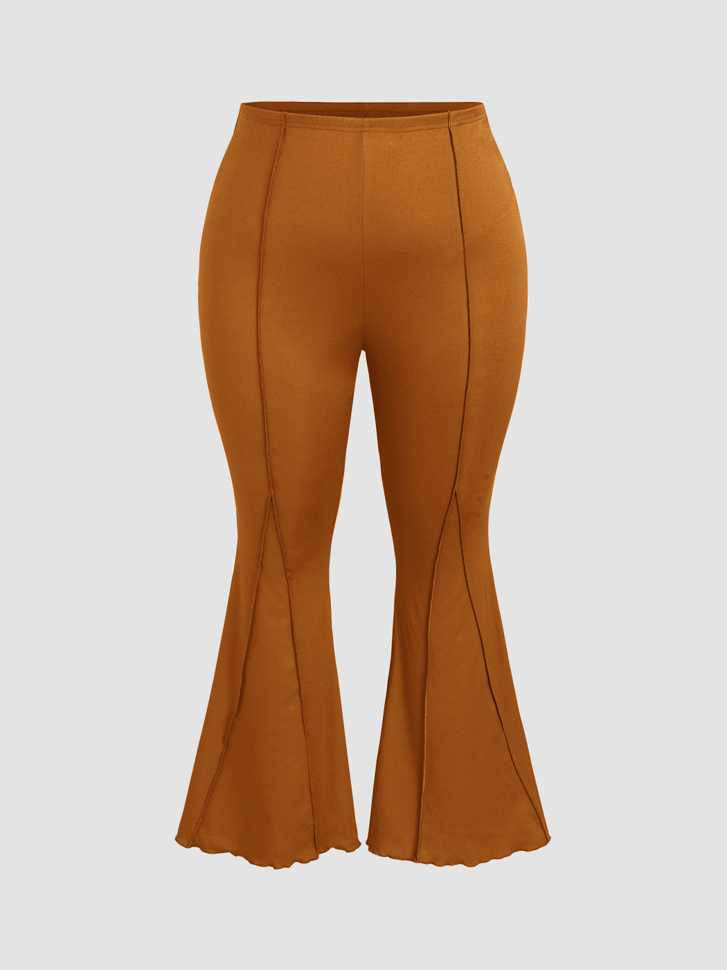 High Waist Solid Stitch Flared Trousers Curve & Plus