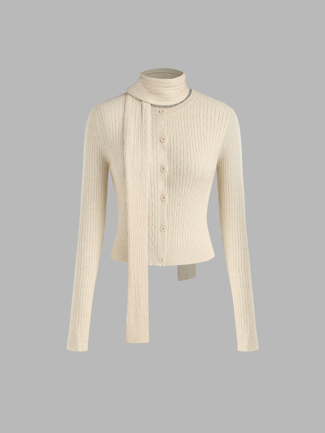  Strick Rundhalsausschnitt Knopf Strickjacke mit Choker