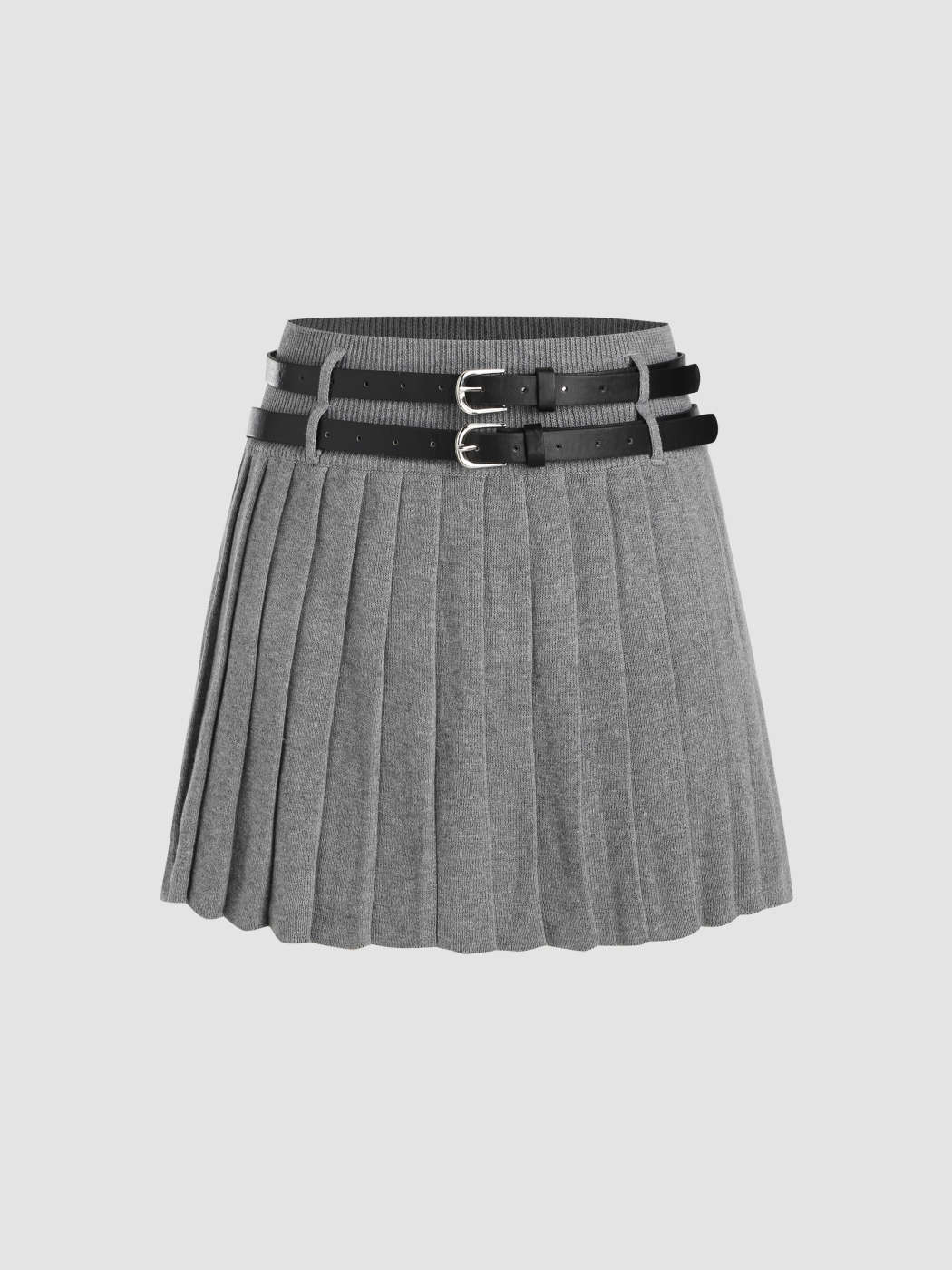 Gray Low-Waist Pleated Mini-Skirt – Nφdress
