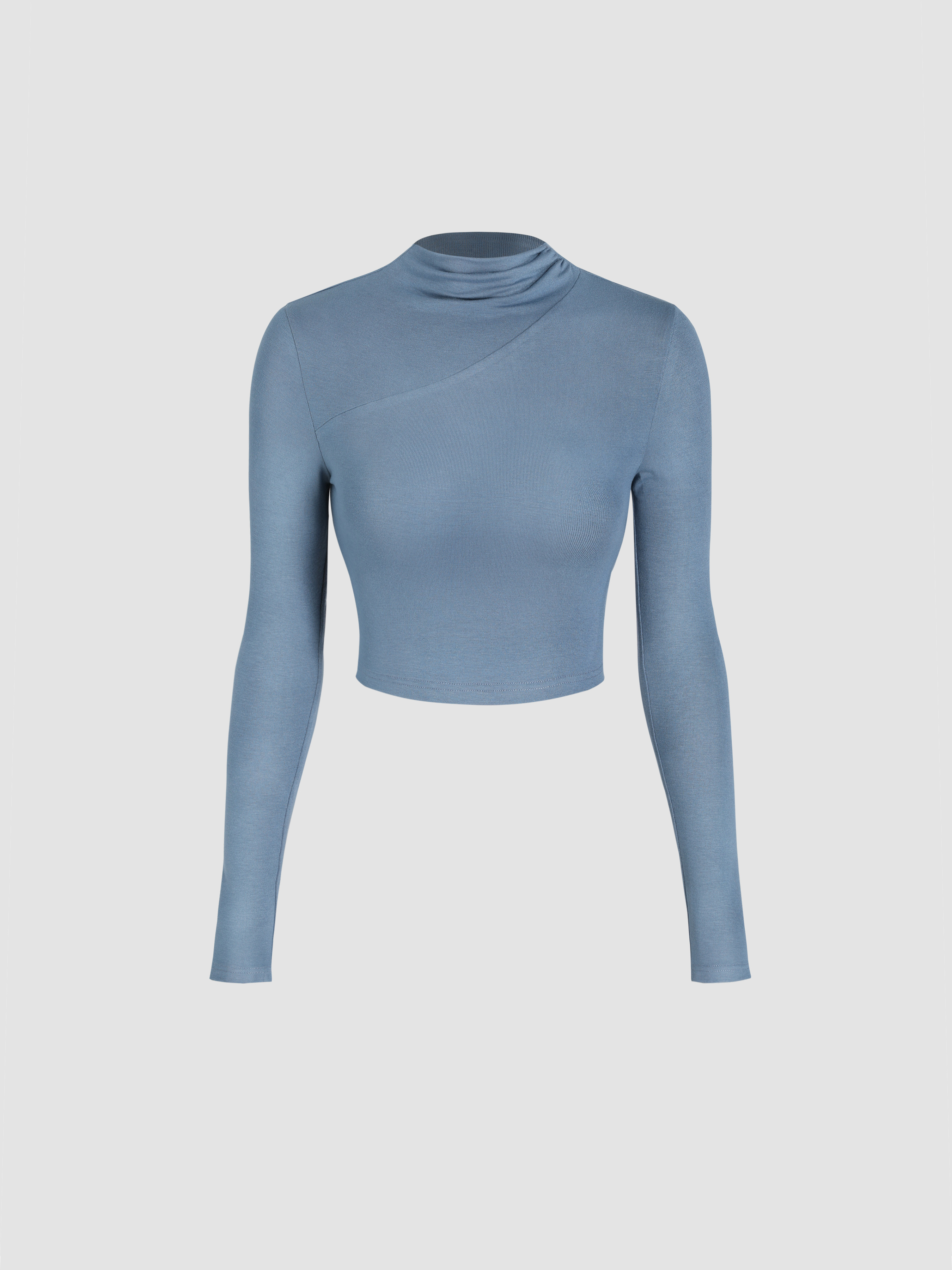 Solid Knit Round Neckline Long Sleeve Top - Cider