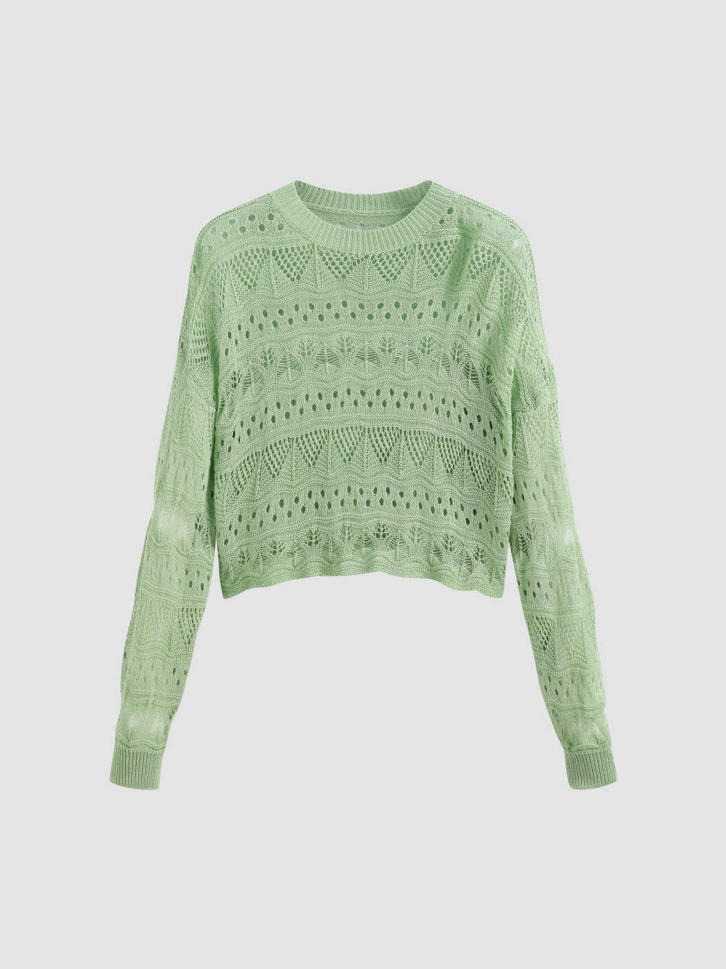 Tricot Ronde halslijn Uitgeholde Gebreide Longsleeve Top For École