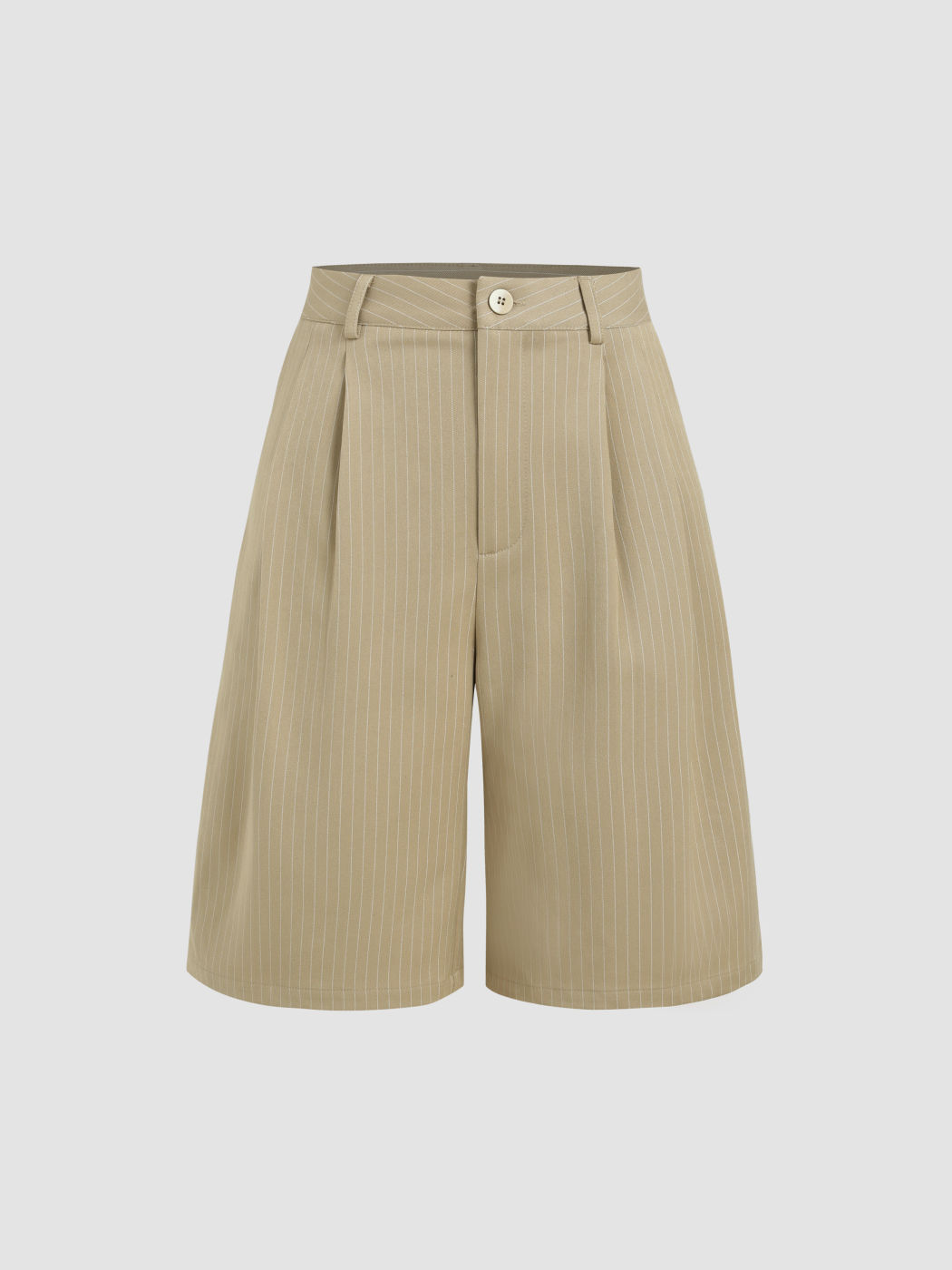 Bermuda-Shorts mit plissiertem Mittelbund und weitem Bein