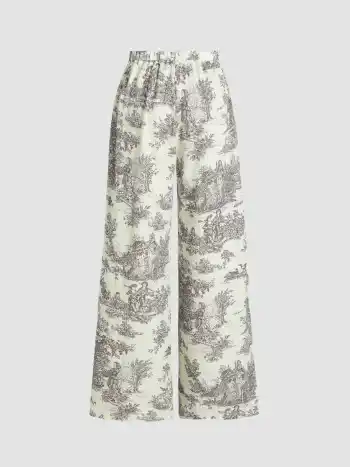  Toile de Jouy Weite Beinhosen