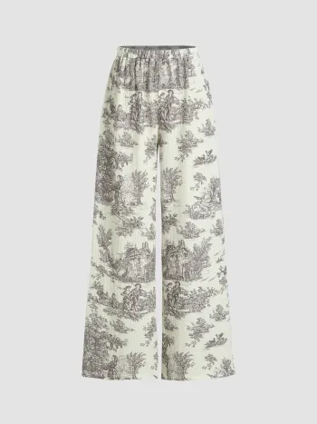  Toile de Jouy Weite Beinhosen
