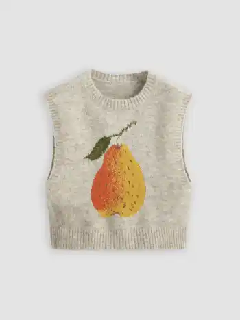 Gilet grafico a pera in maglia di lana con scollo rotondo