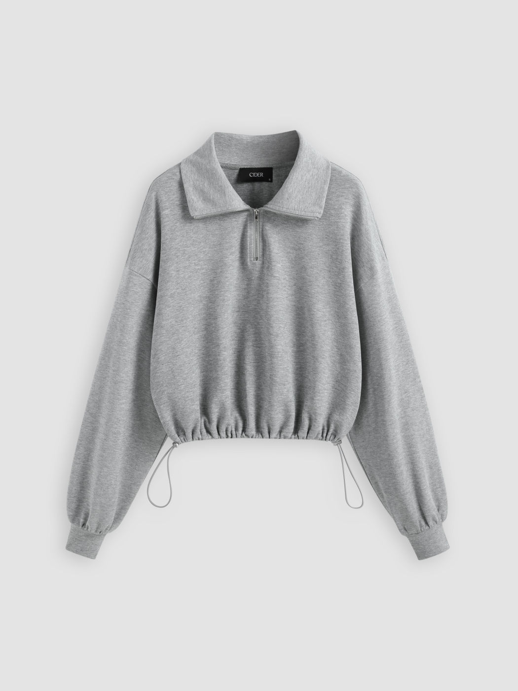 Collar Solid Drawstring Zipper Sweatshirt