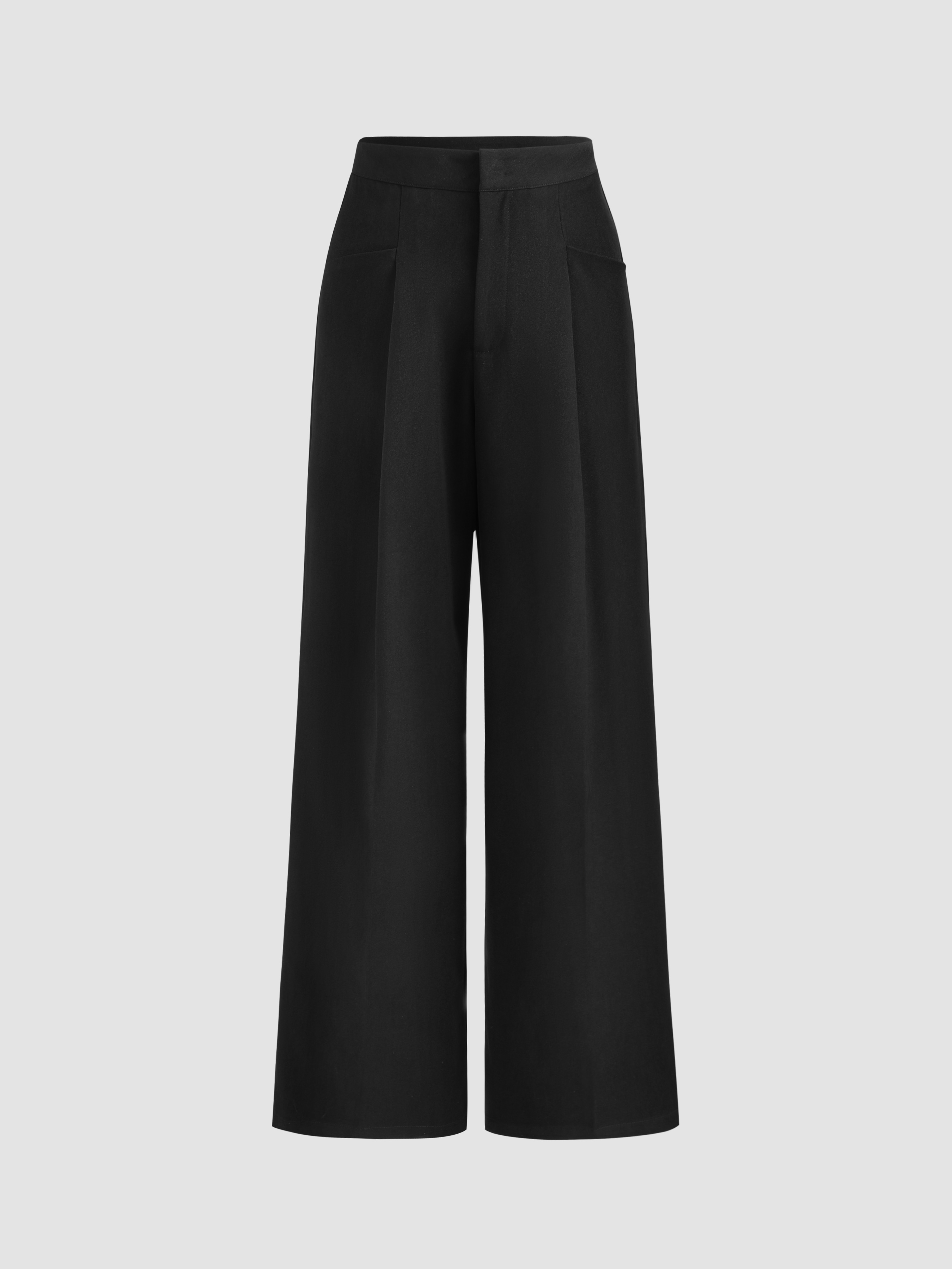 Middle Waist Pleated Wide Leg Trousers - Cider