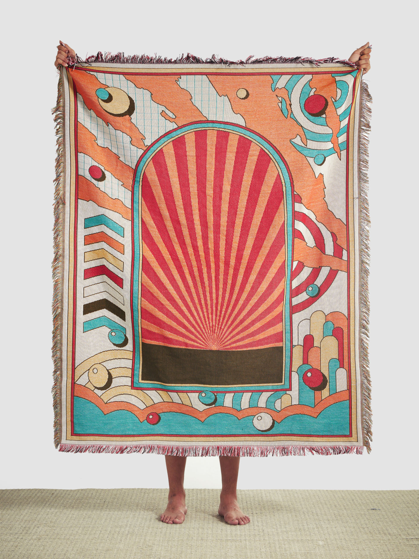 Graphic Tassel Blanket
