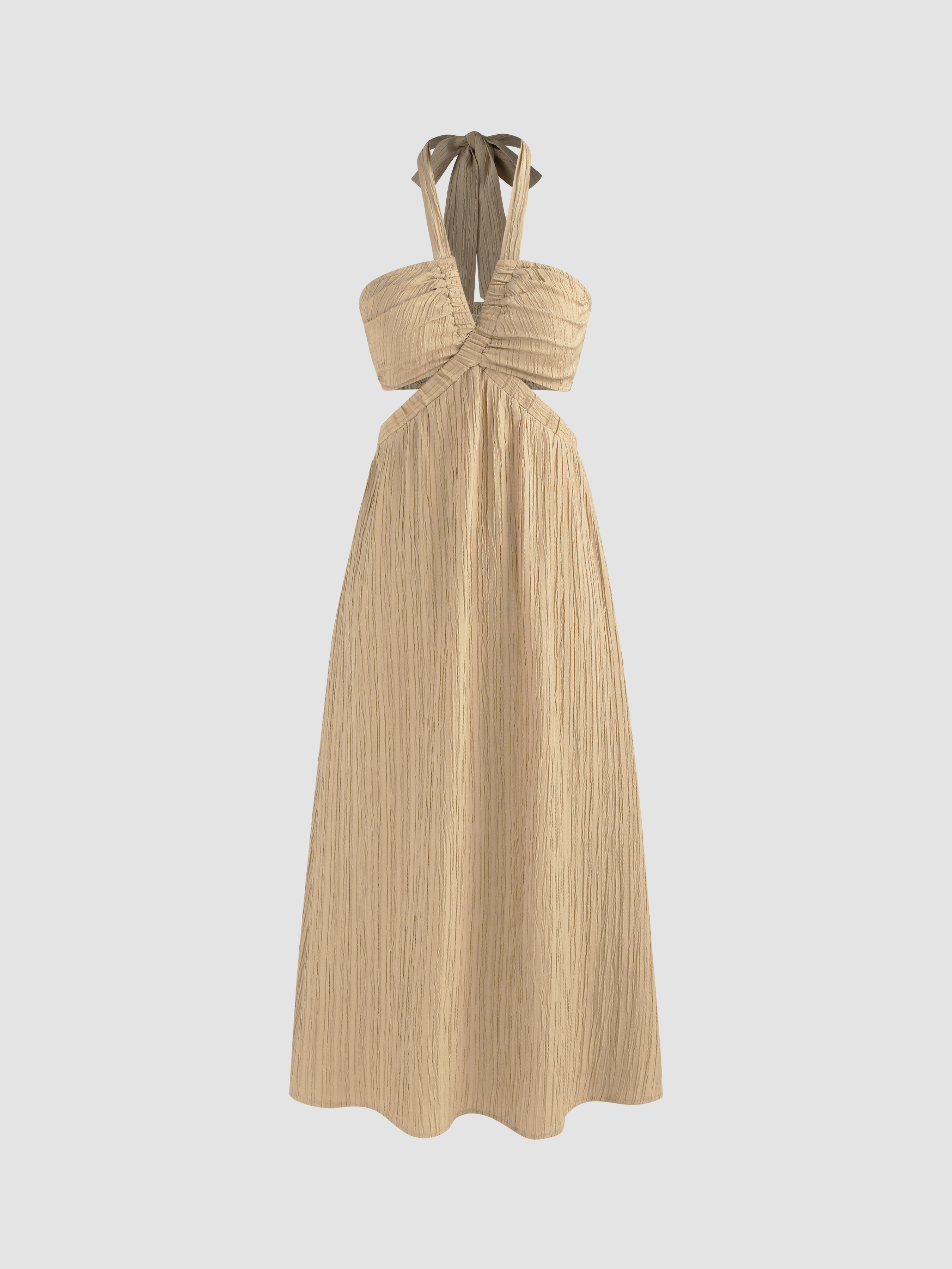 Criss Cross Cowl Backless Slit Satin Midi Cami Dress