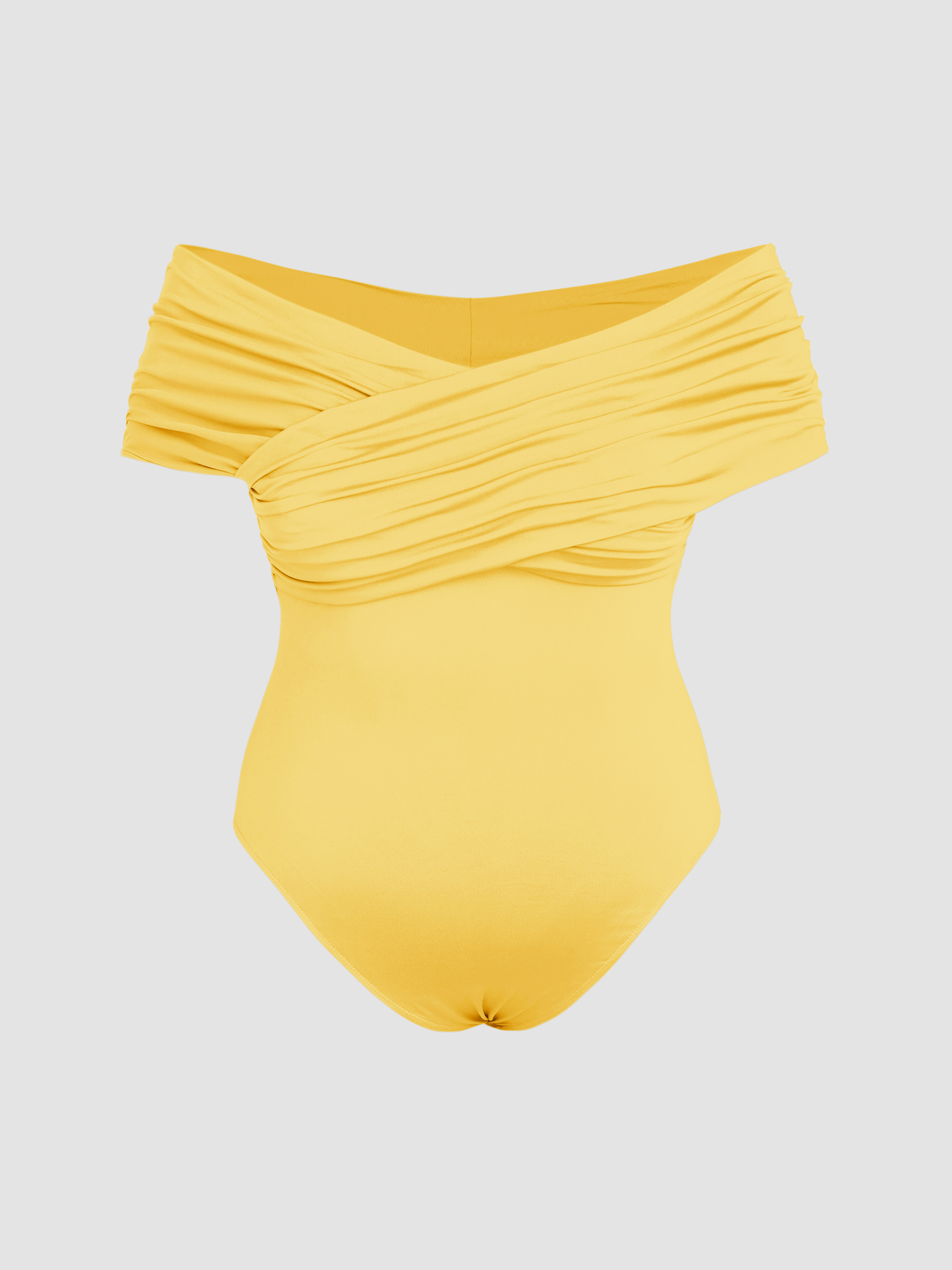 Jersey Solid Off-shoulder Bodysuit Curve & Plus For Music