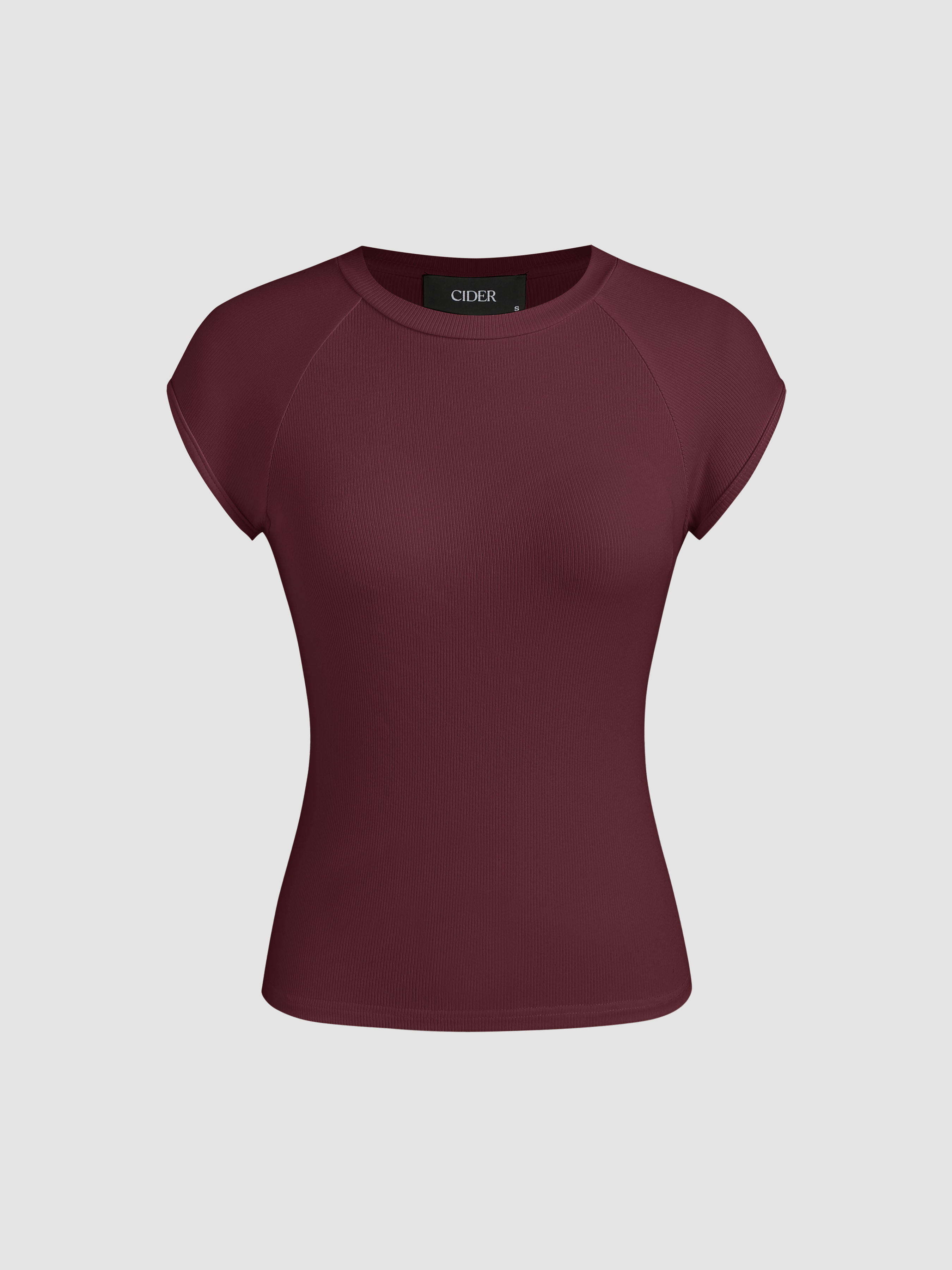 Cute Tops Knit Fabric Solid Round Neckline Short Sleeve Tee