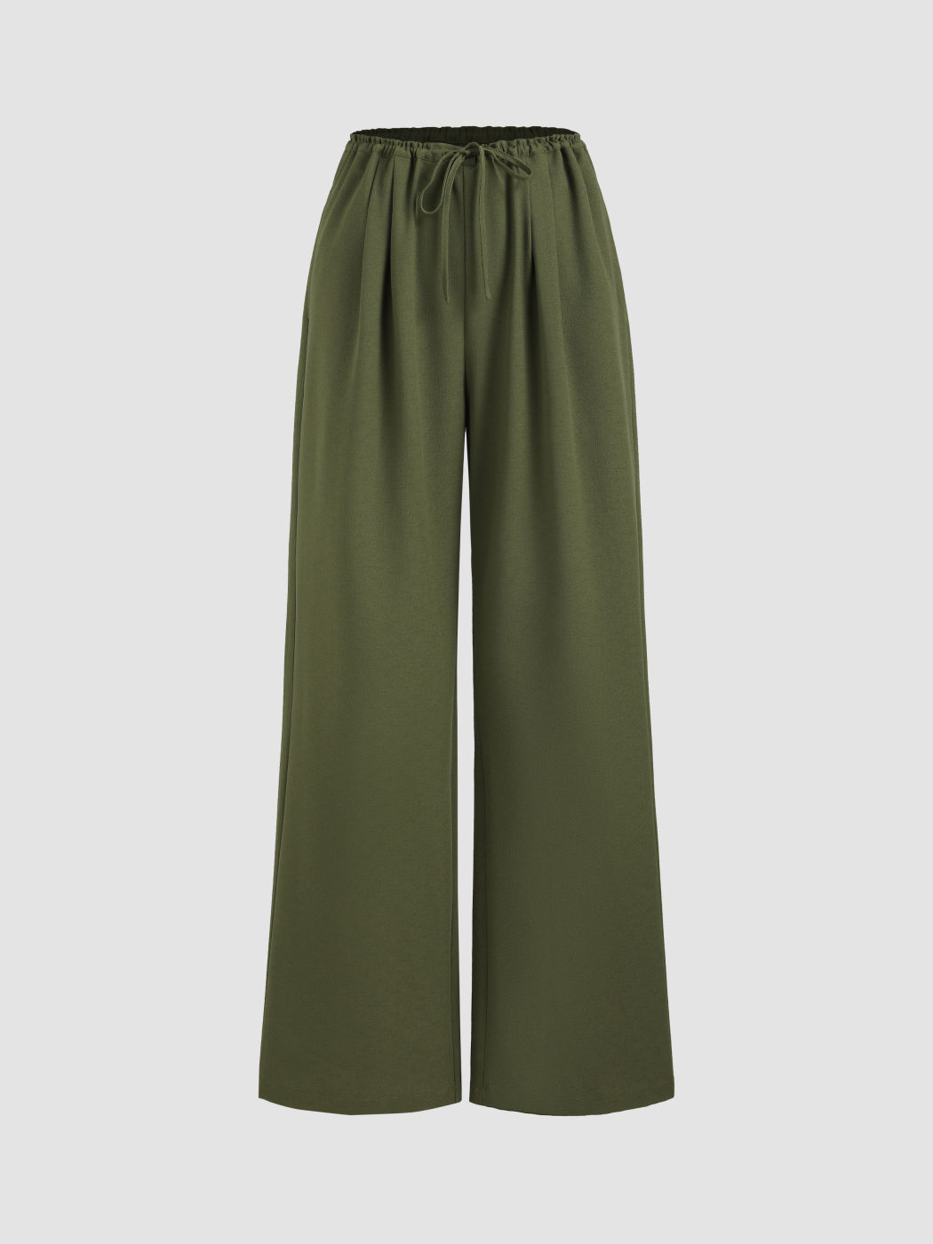Pantaloni a gamba larga con fiocco a vita alta in tinta unita