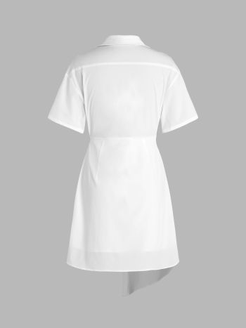 White Dress White Graduation Dresses Sun Dresses Shirt Dress Woven ...