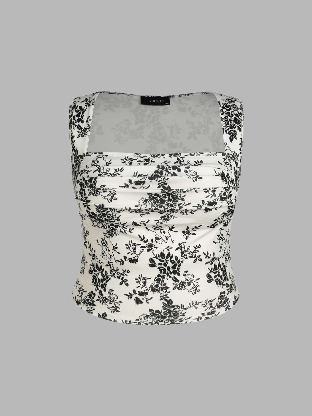Sleeveless Floral Print Square-Neck Corset Top