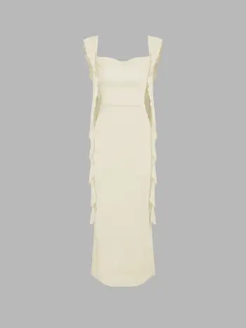 Maxi vestito con orlo arricciato in rete