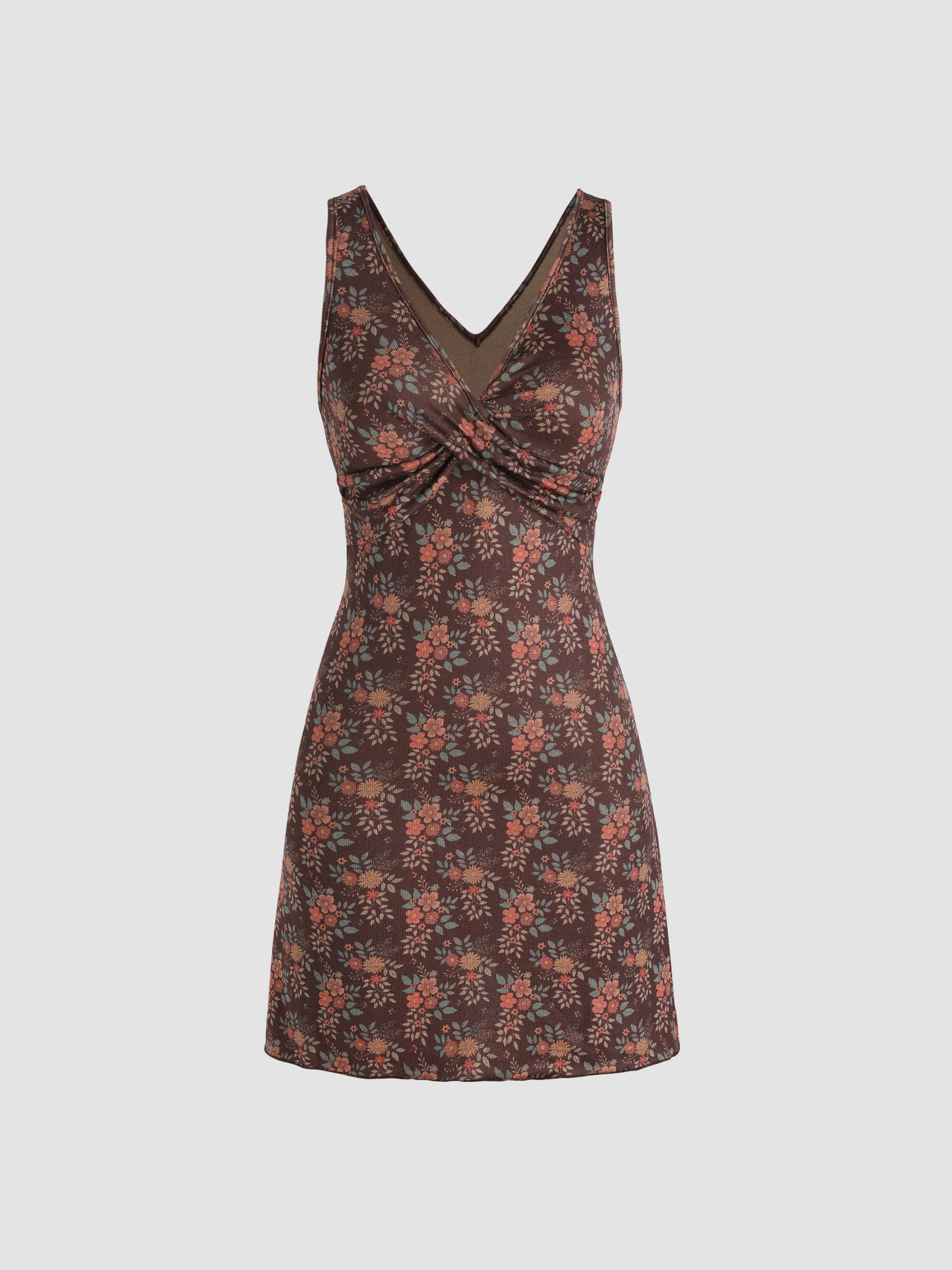 【WONDER WONDER】Noer Twist Knit Layered Sleeveless Mini OP One Take V-Neck Ruffle Skater Romper | Windsor