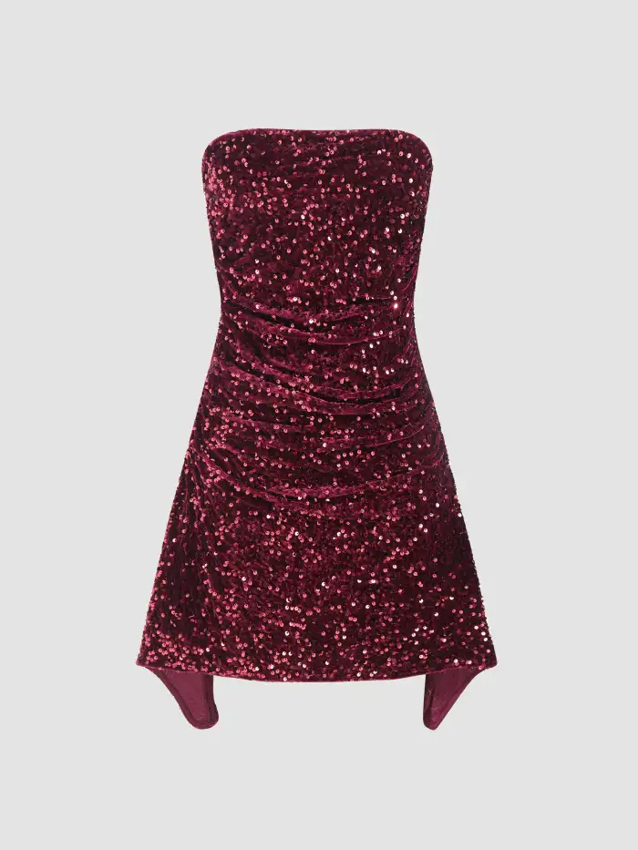 Eras Tour Outfit Taylor Outfit Sun Dresses Sequin Dress Glitter Dress Knit  Fabric Sequins Tube Mini Dress For Music Festival/Live House Party/Clubbing