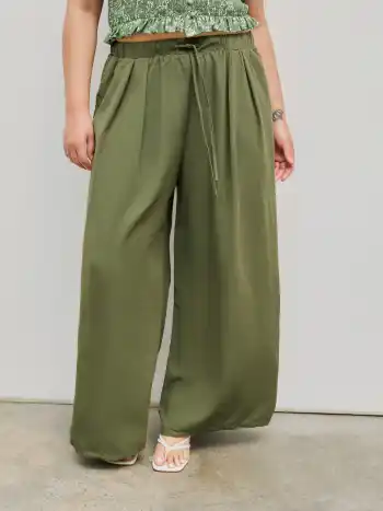 Elastische Taille Weite Hosen Kurve & Plus